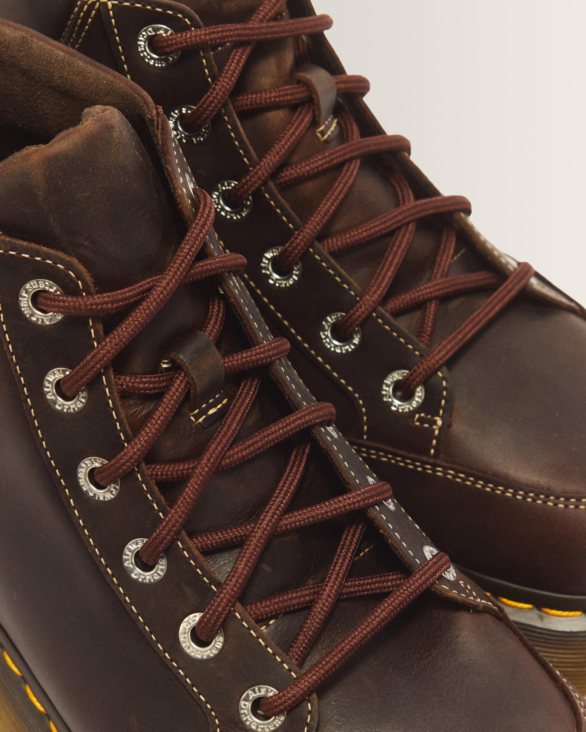 Buzz 6 Eye Crazy Horse Leather Lace Up Boots in Dark Brown