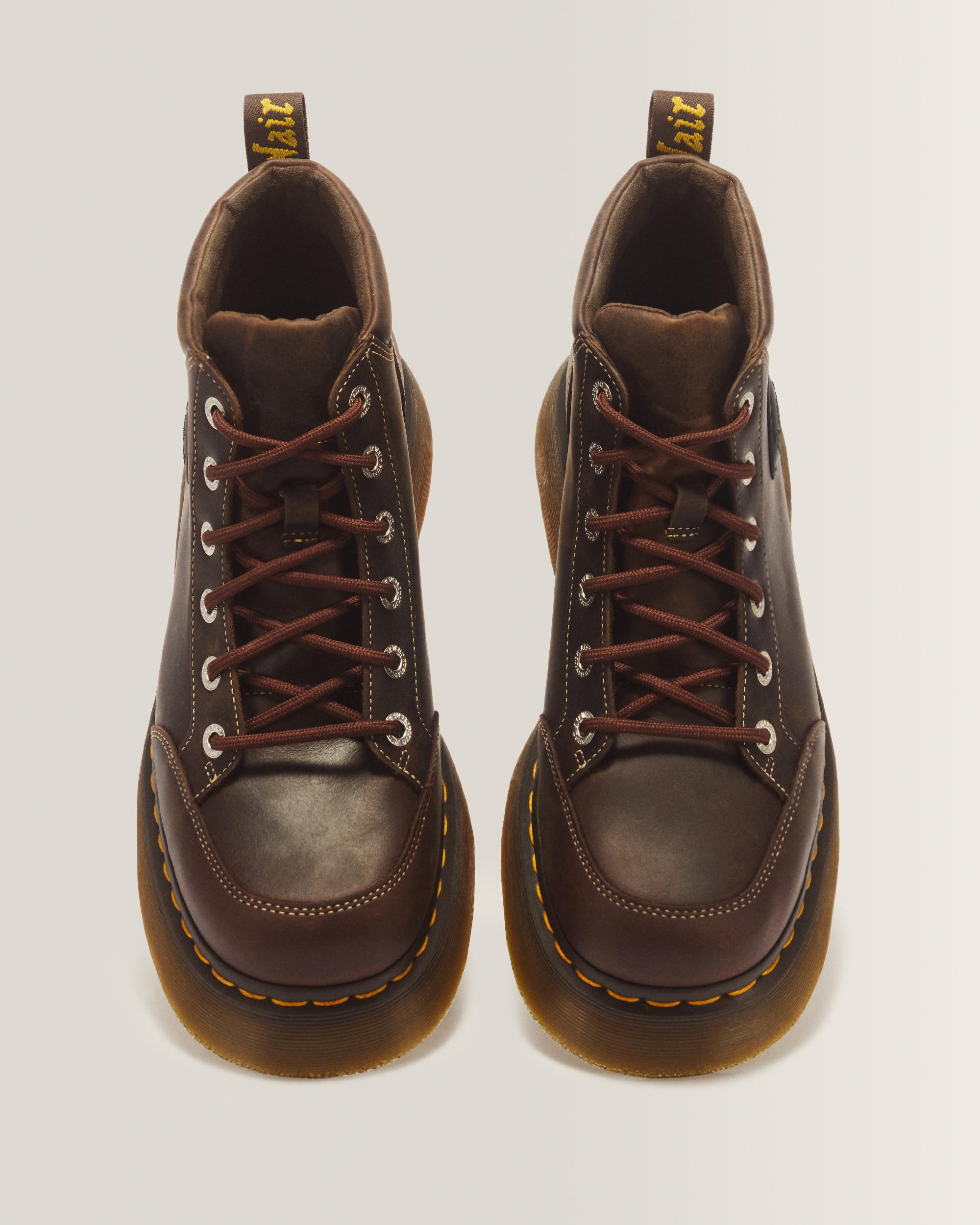 Buzz 6 Eye Crazy Horse Leather Lace Up Boots in Dark Brown