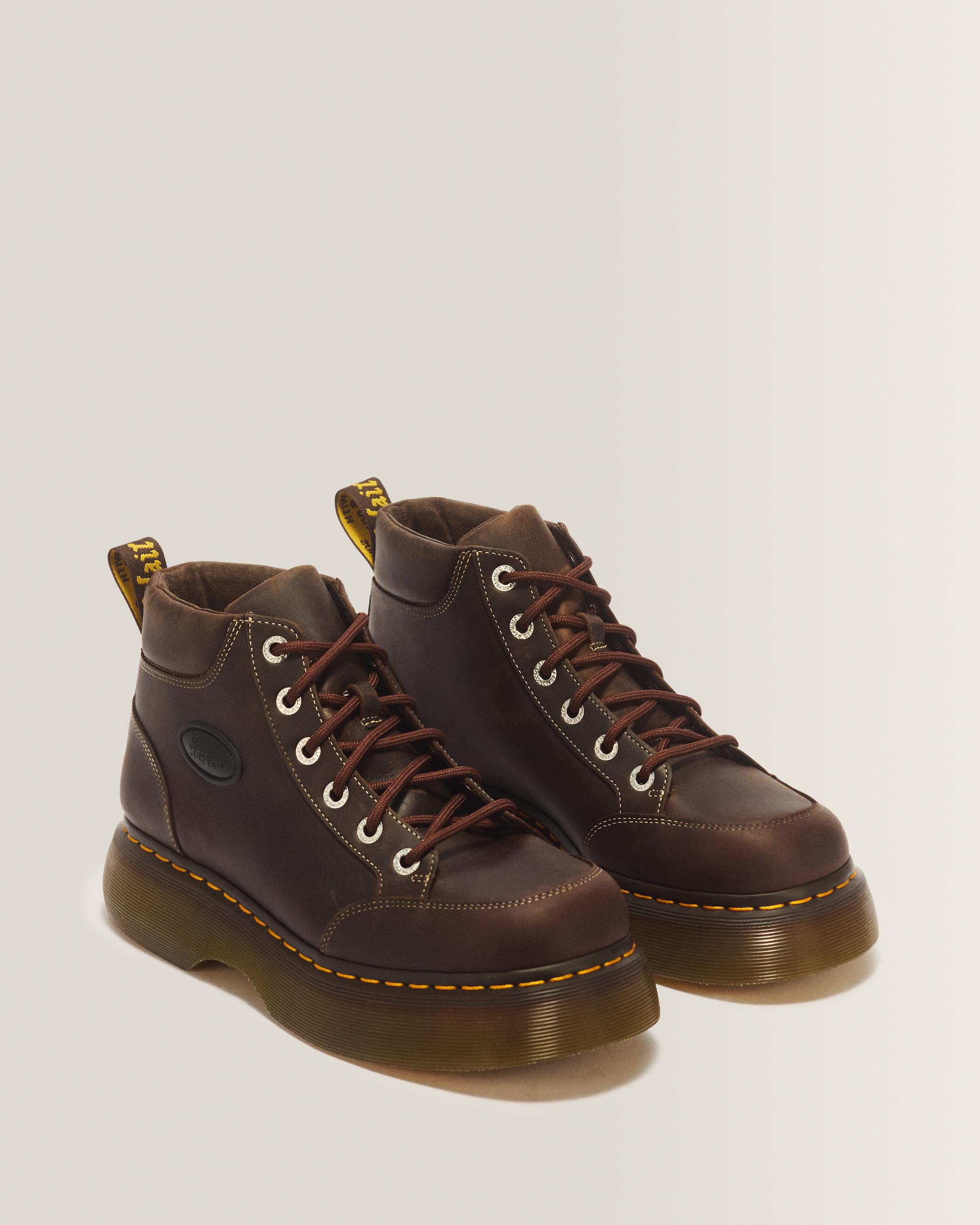 Buzz 6 Eye Crazy Horse Leather Lace Up Boots in Dark Brown