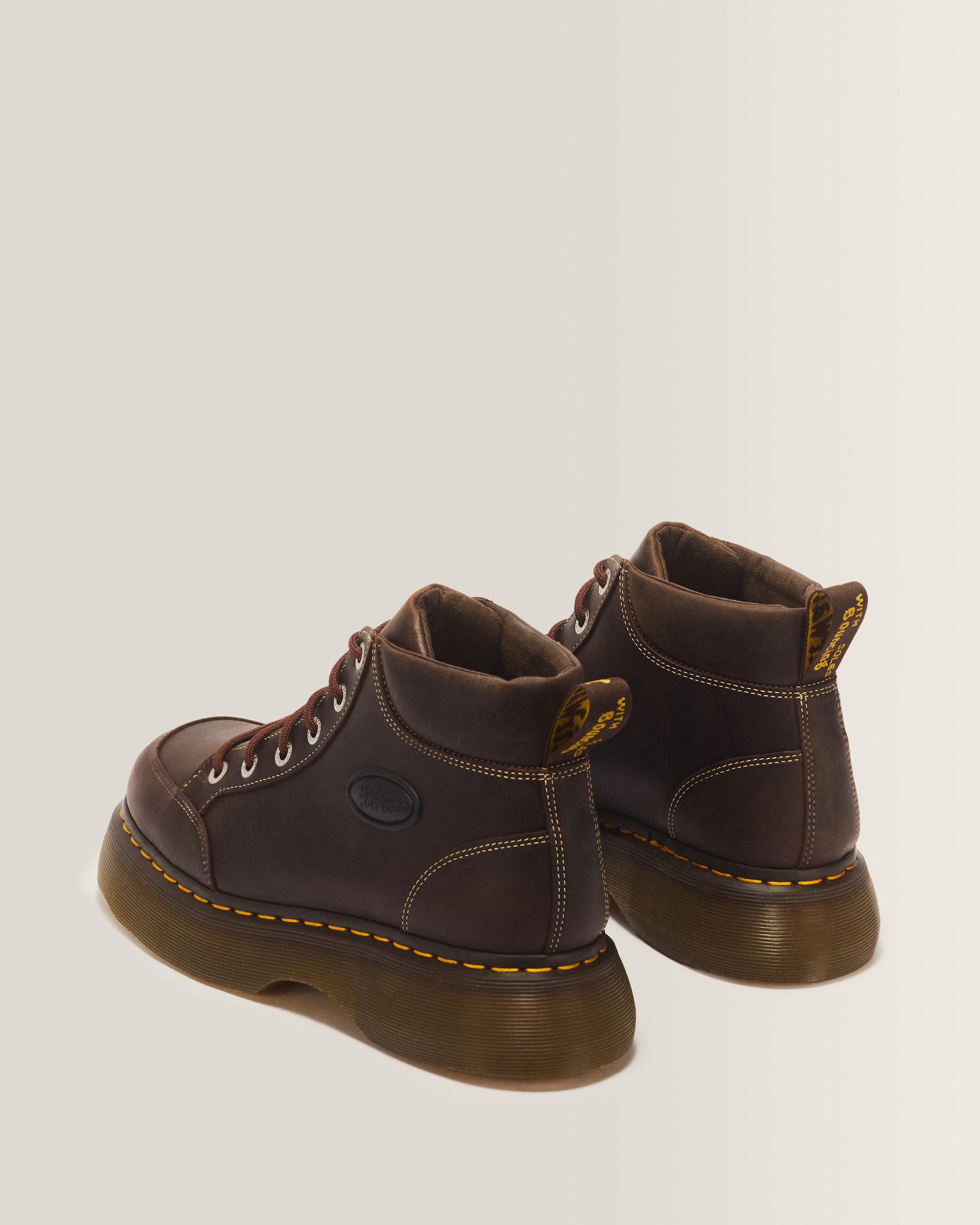 Buzz 6 Eye Crazy Horse Leather Lace Up Boots in Dark Brown