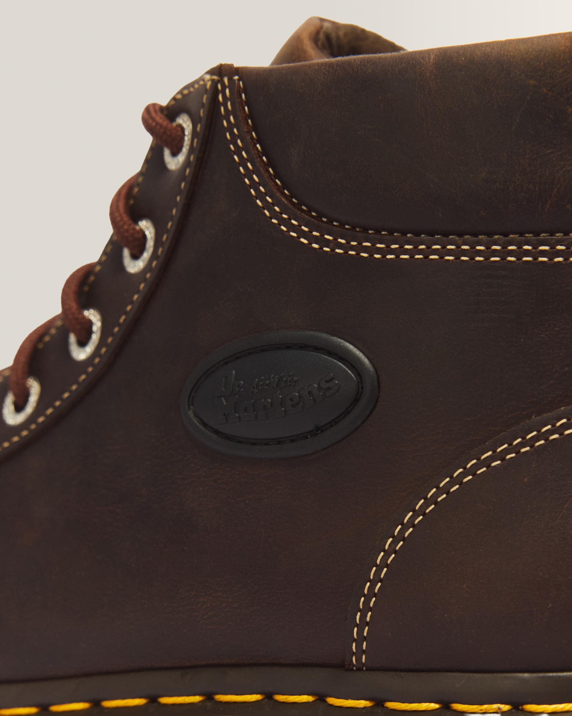 Buzz 6 Eye Crazy Horse Leather Lace Up Boots in Dark Brown