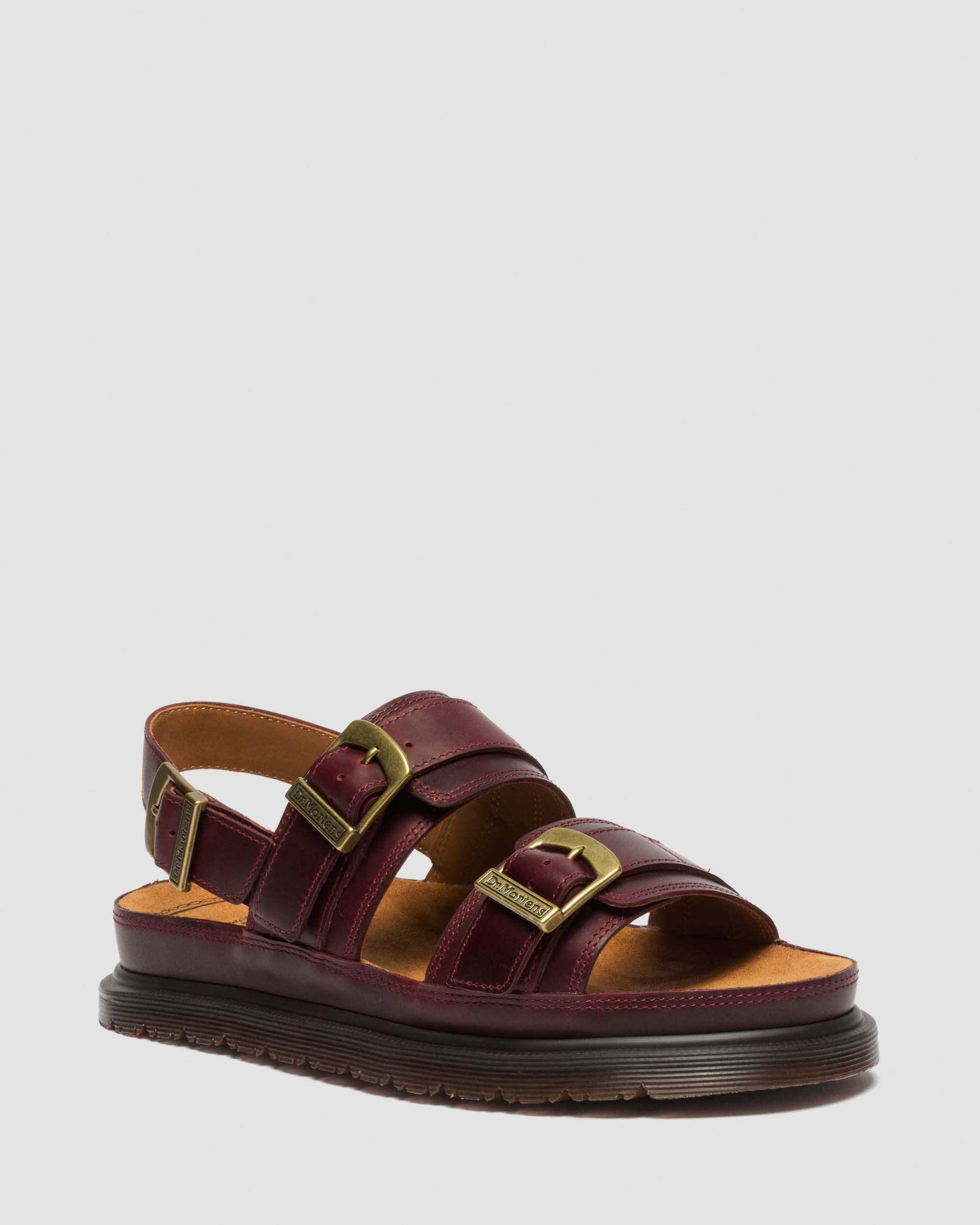 Dr. Martens San Leren Sandalenen Met Twee Riemen in Rood,