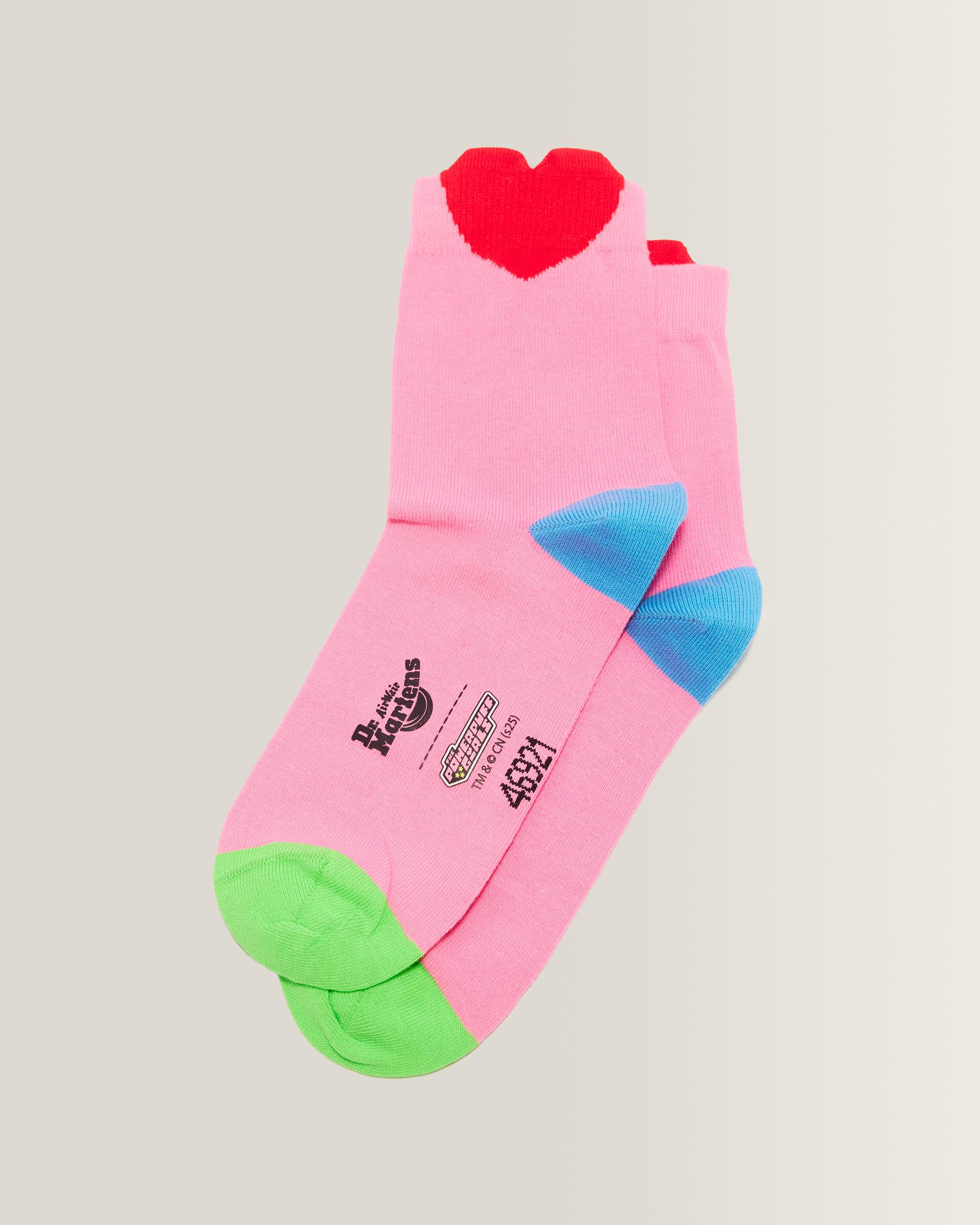 Jacquard Heart Powerpuff Girls Socks in THRIFT PINK