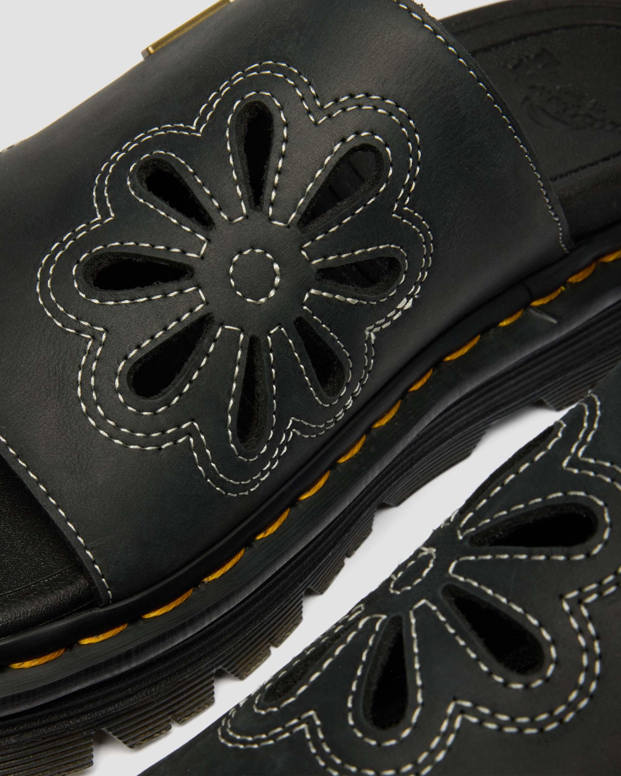 Zebzag Wyoming Leather Slides in Black