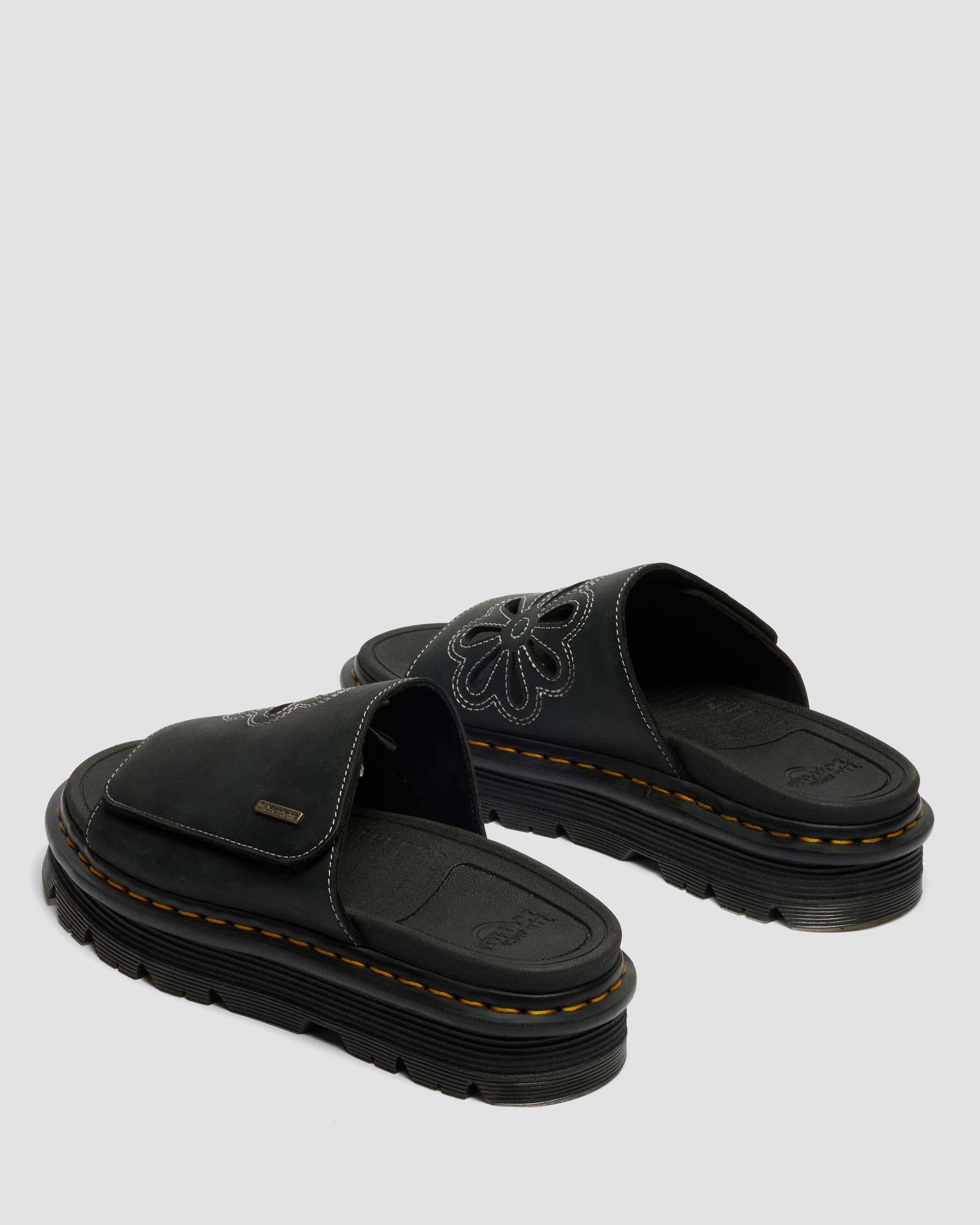 Zebzag Wyoming Leather Slides in Black