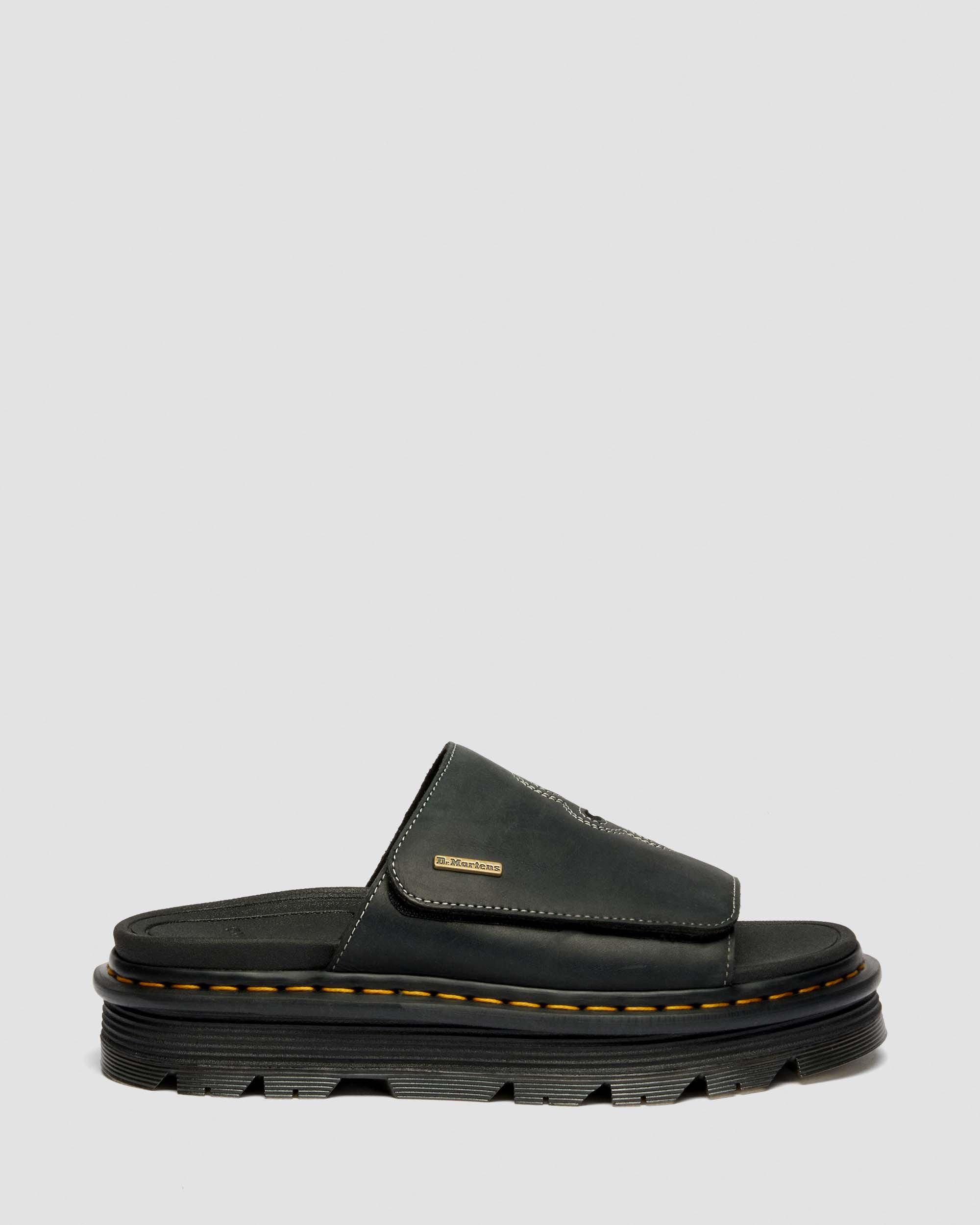 Zebzag Wyoming Leather Slides in Black