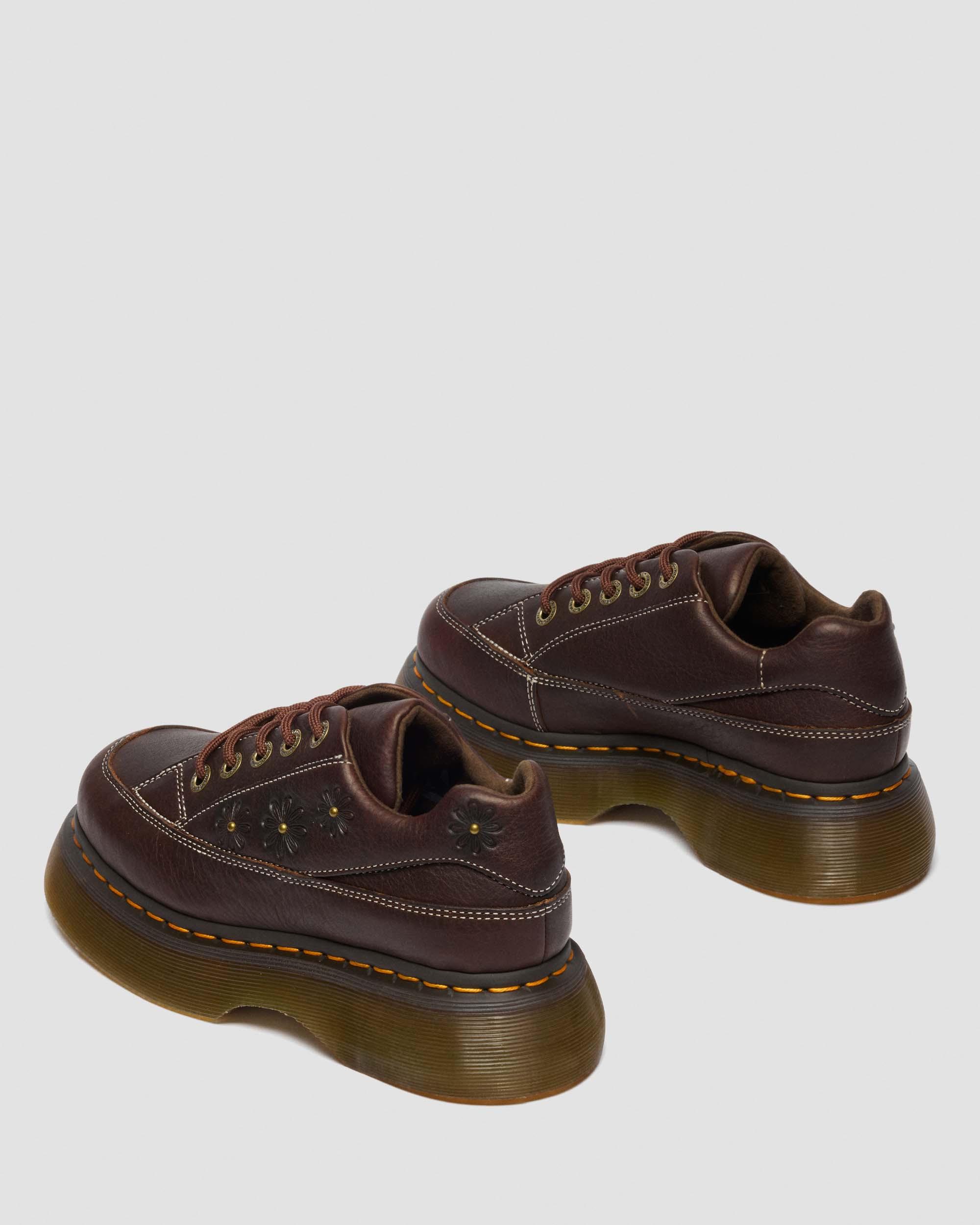 Buzz 5-Eye Flower Grizzly Leather Shoes in Dark Brown | Dr. Martens
