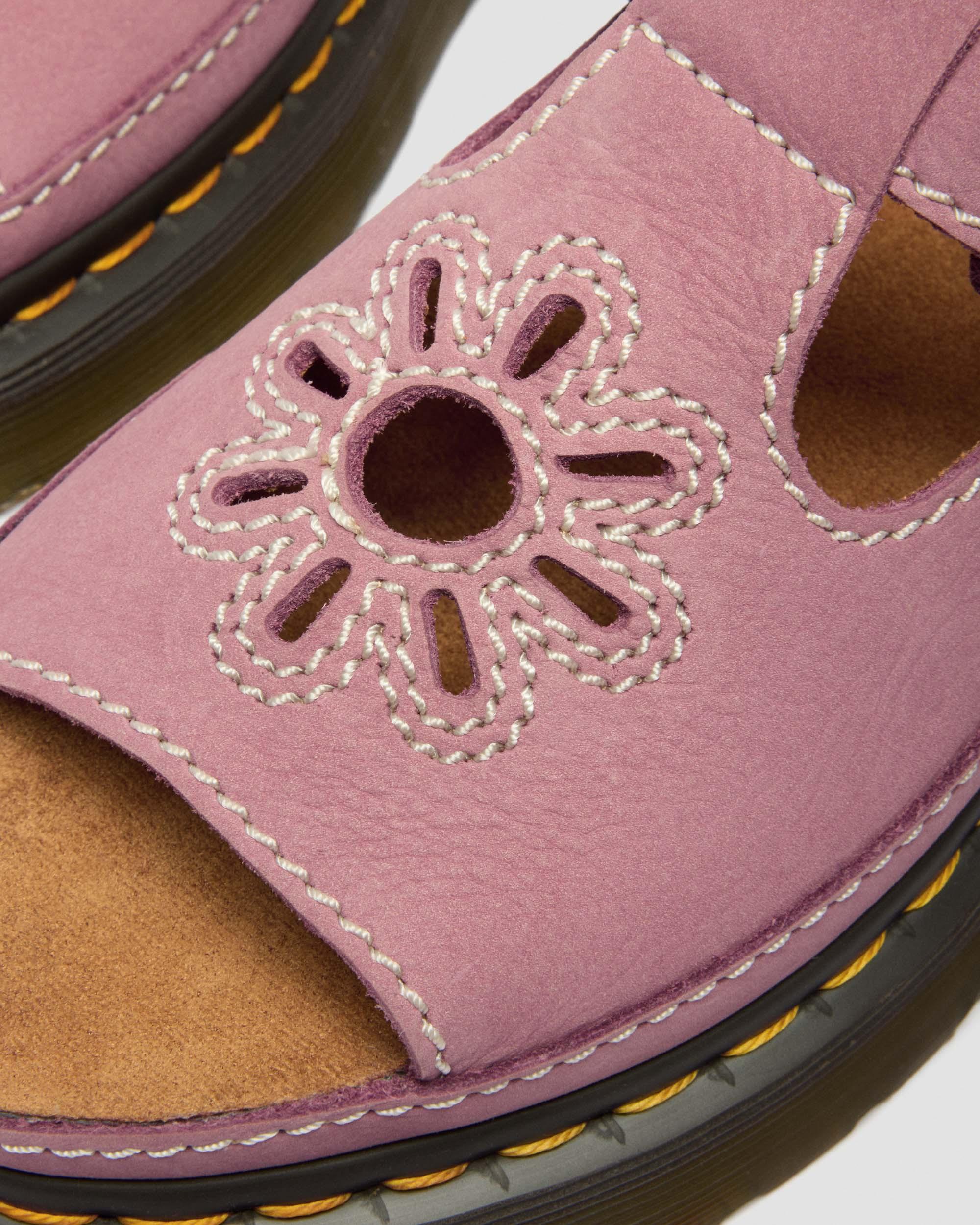 Dunnet Flower Nubuck Platformsandalen in Dusty Roze