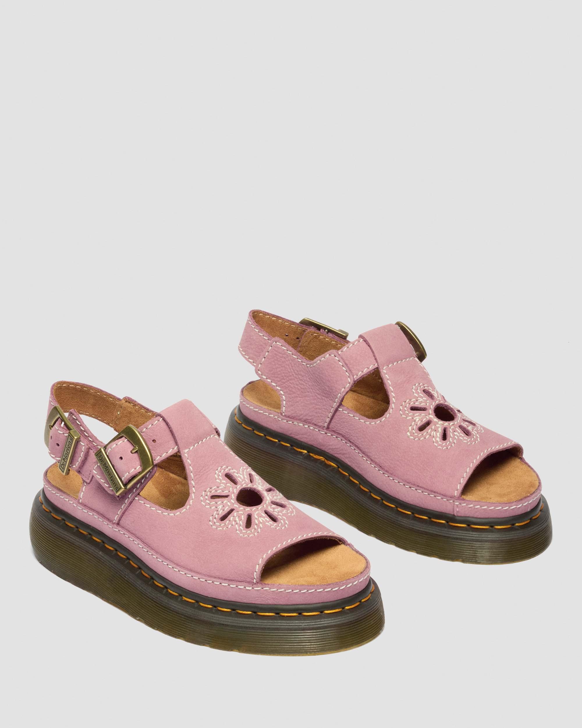 Dunnet Flower Nubuck Platformsandalen in Dusty Roze