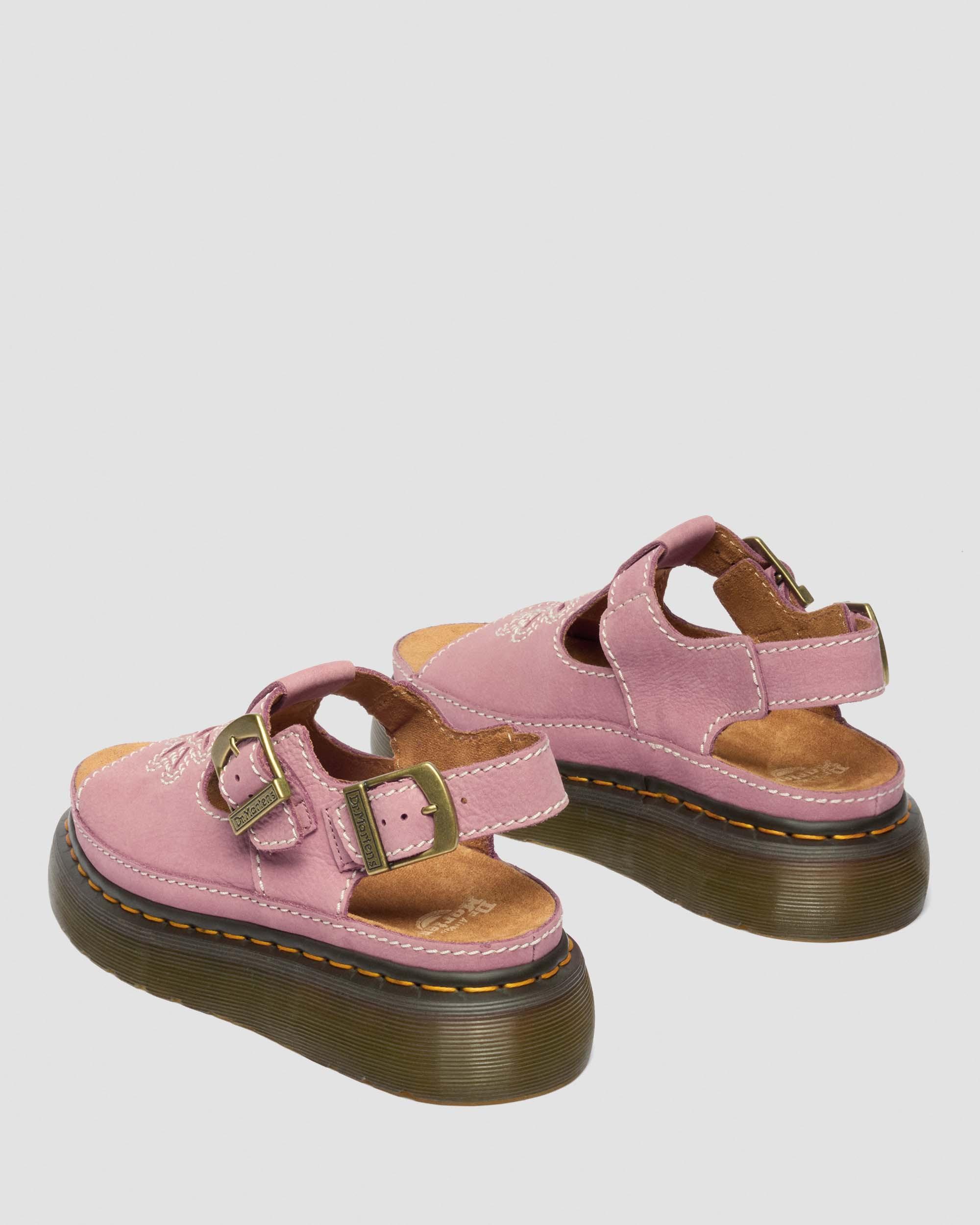 Dunnet Flower Nubuck Platformsandalen in Dusty Roze