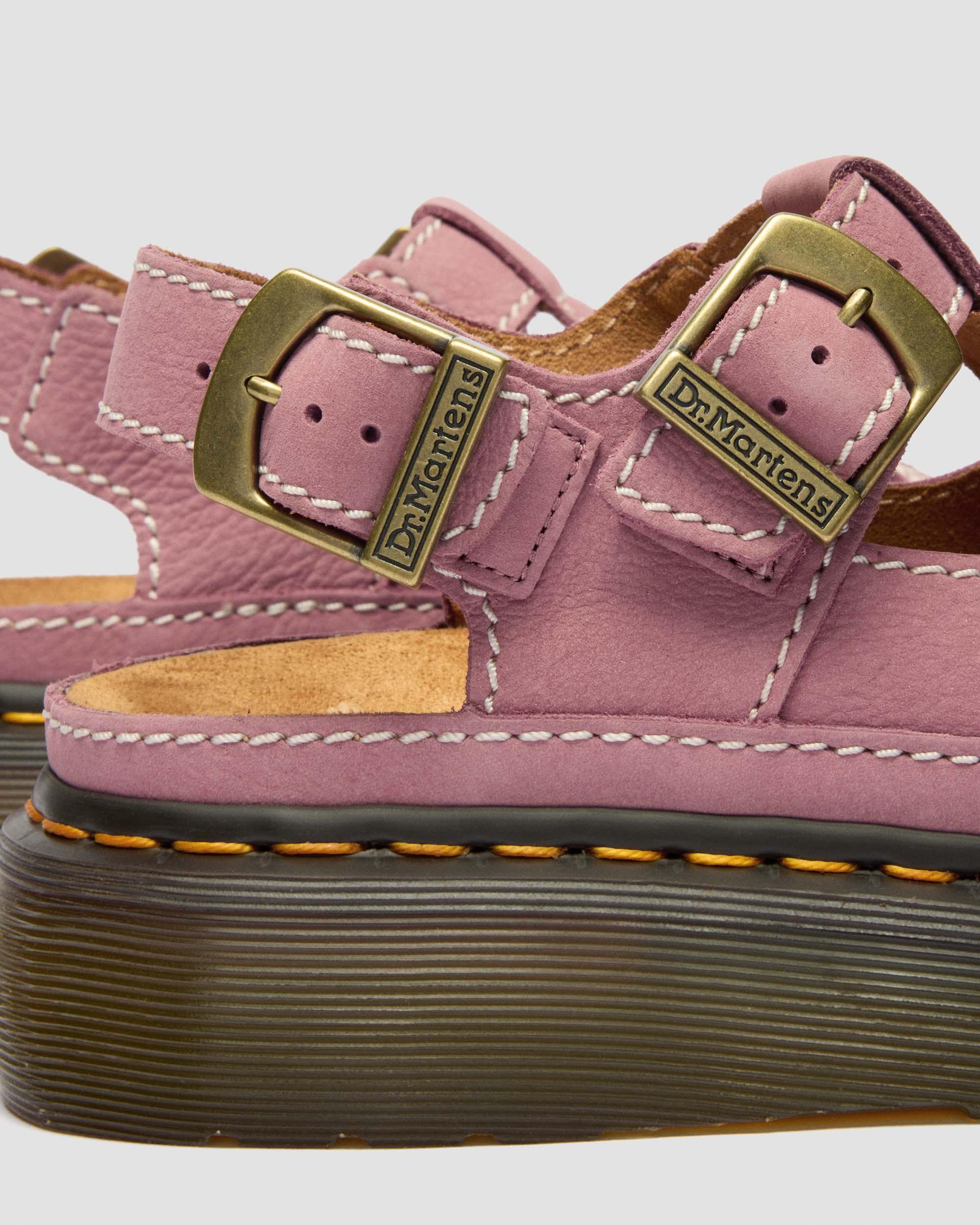 Dunnet Flower Nubuck Platformsandalen in Dusty Roze