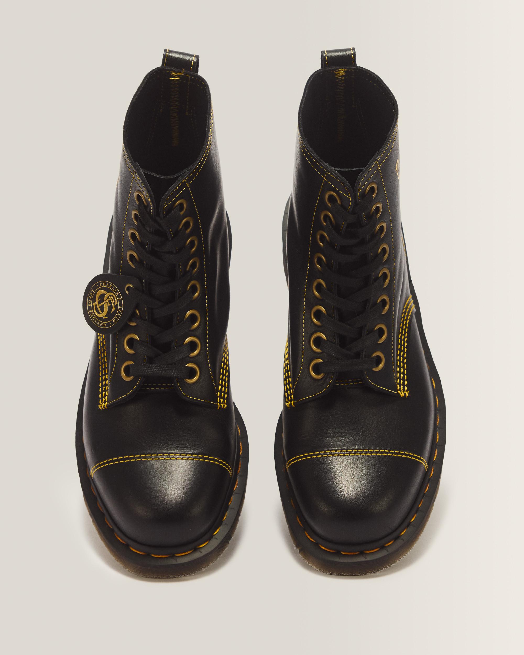 1460 Cappers Classic Calf Leather Lace Up Boots in Black