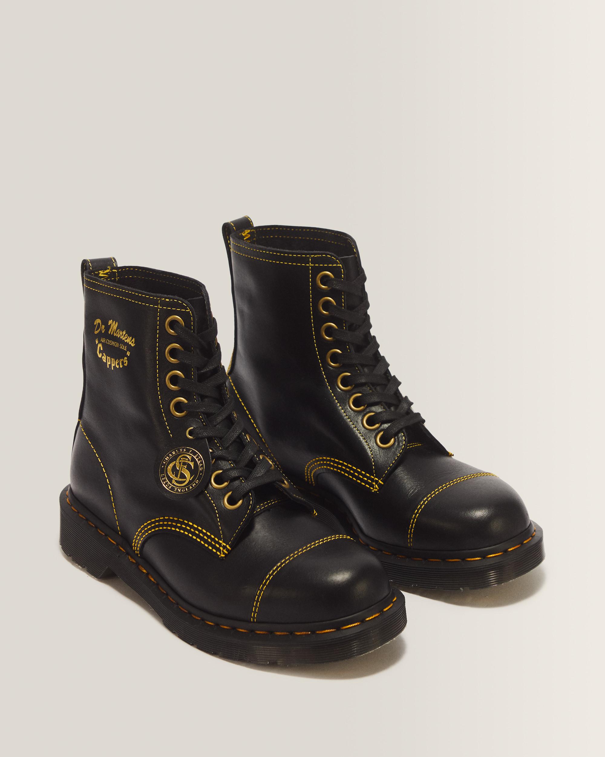 1460 Cappers Classic Calf Leather Lace Up Boots in Black