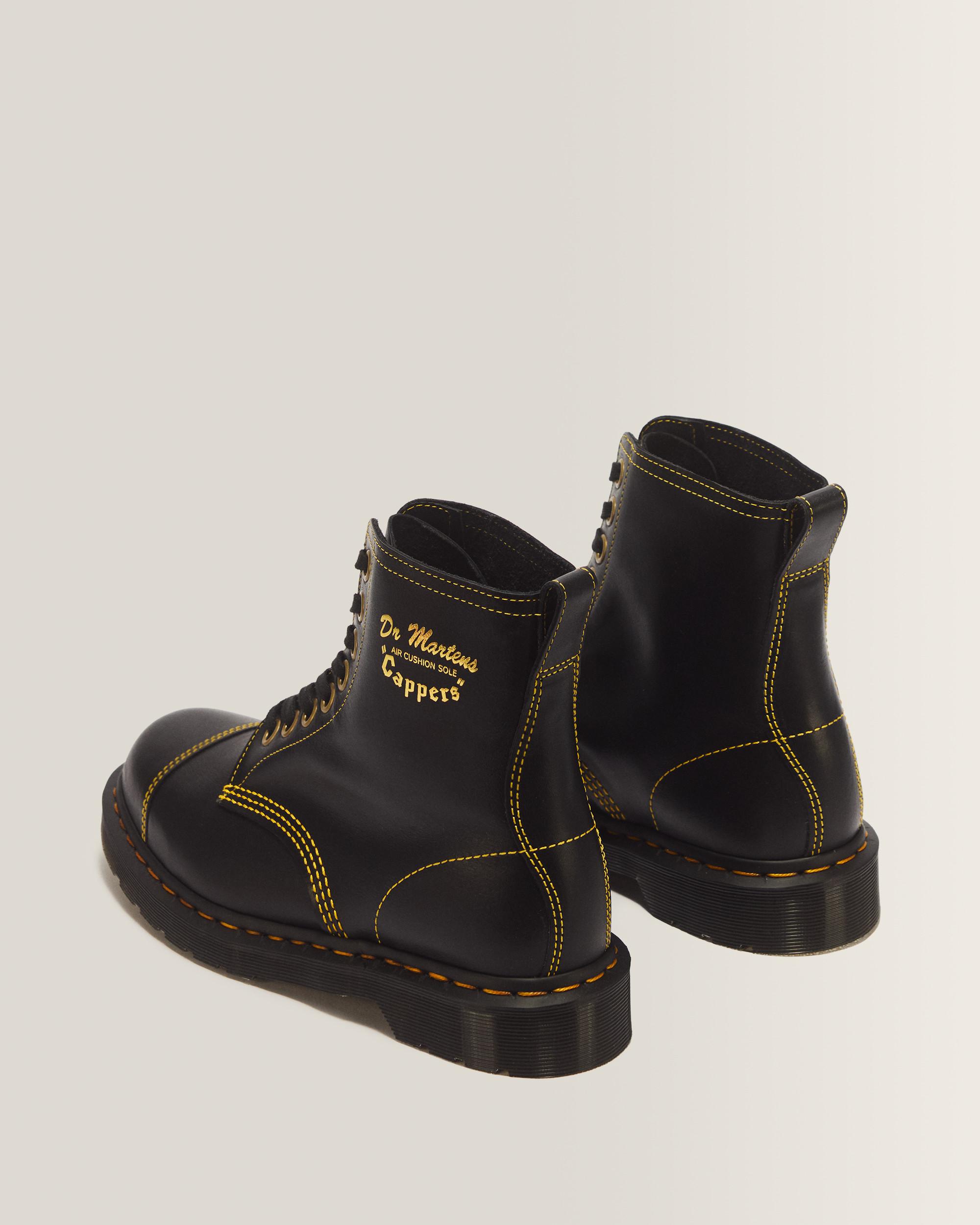 1460 Cappers Classic Calf Leather Lace Up Boots in Black