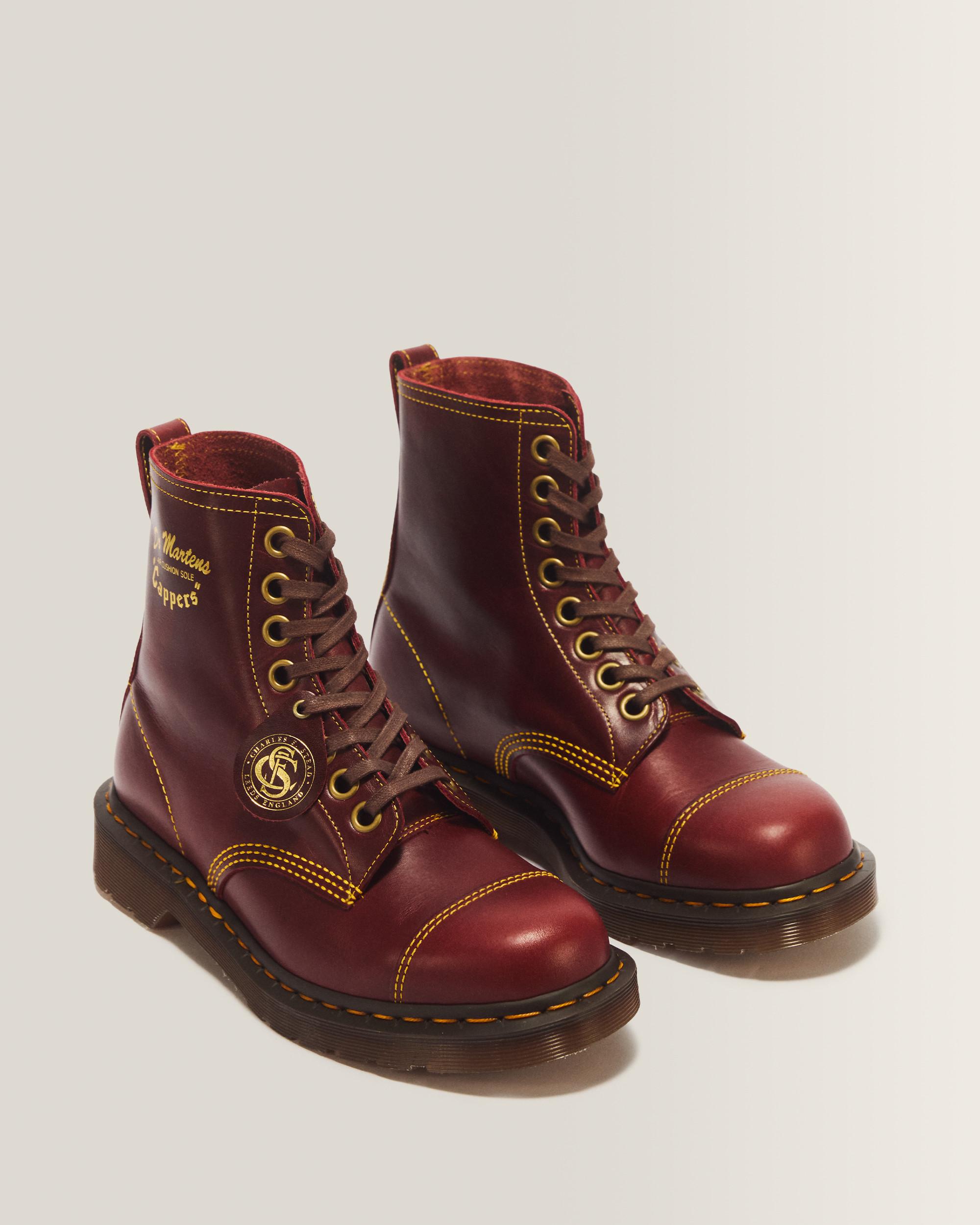 1460 Cappers Classic Calf Leather Lace Up Boots in Burgundy