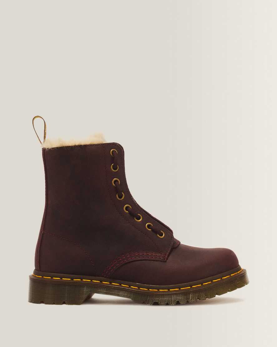 Dr. Martens 1460 Serena Zip Crazy Horse Leren Laarzen Met Acht Veterogen in Rood, Grootte: 42