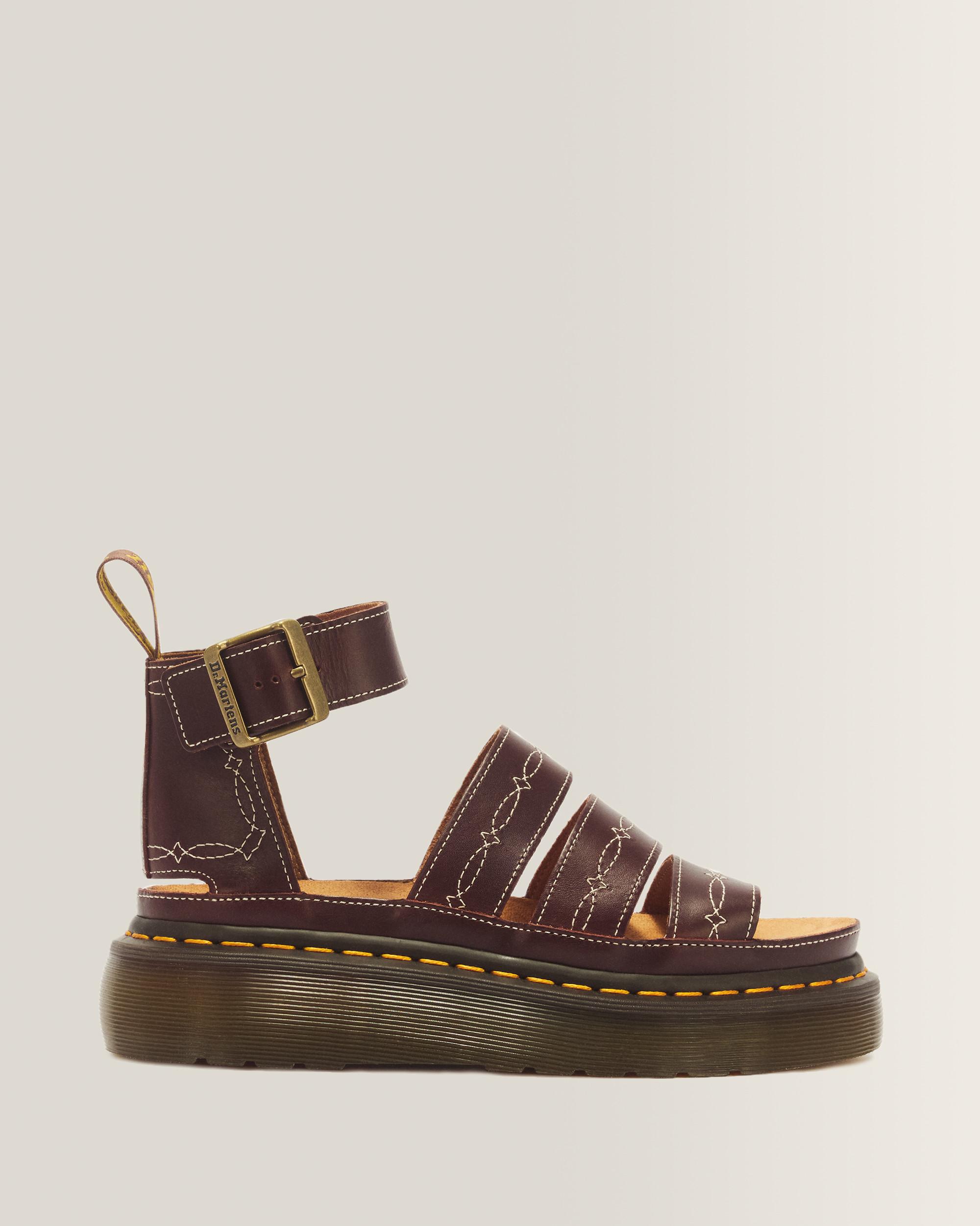 Clarissa II Quad Desert Rodeo Classic Pull Up Leather Sandals in Dark Brown