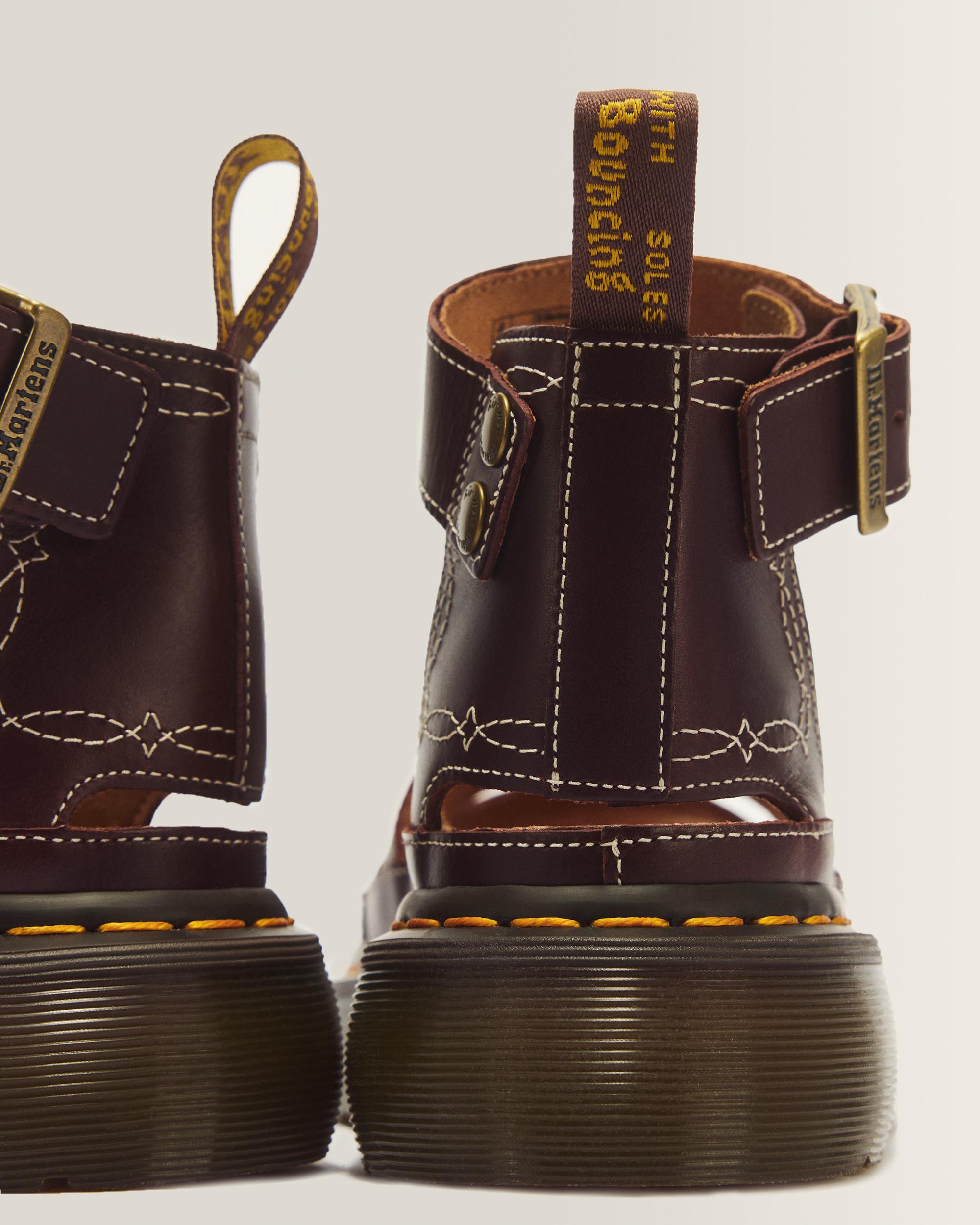Clarissa II Quad Desert Rodeo Classic Pull Up Leather Sandals in Dark Brown