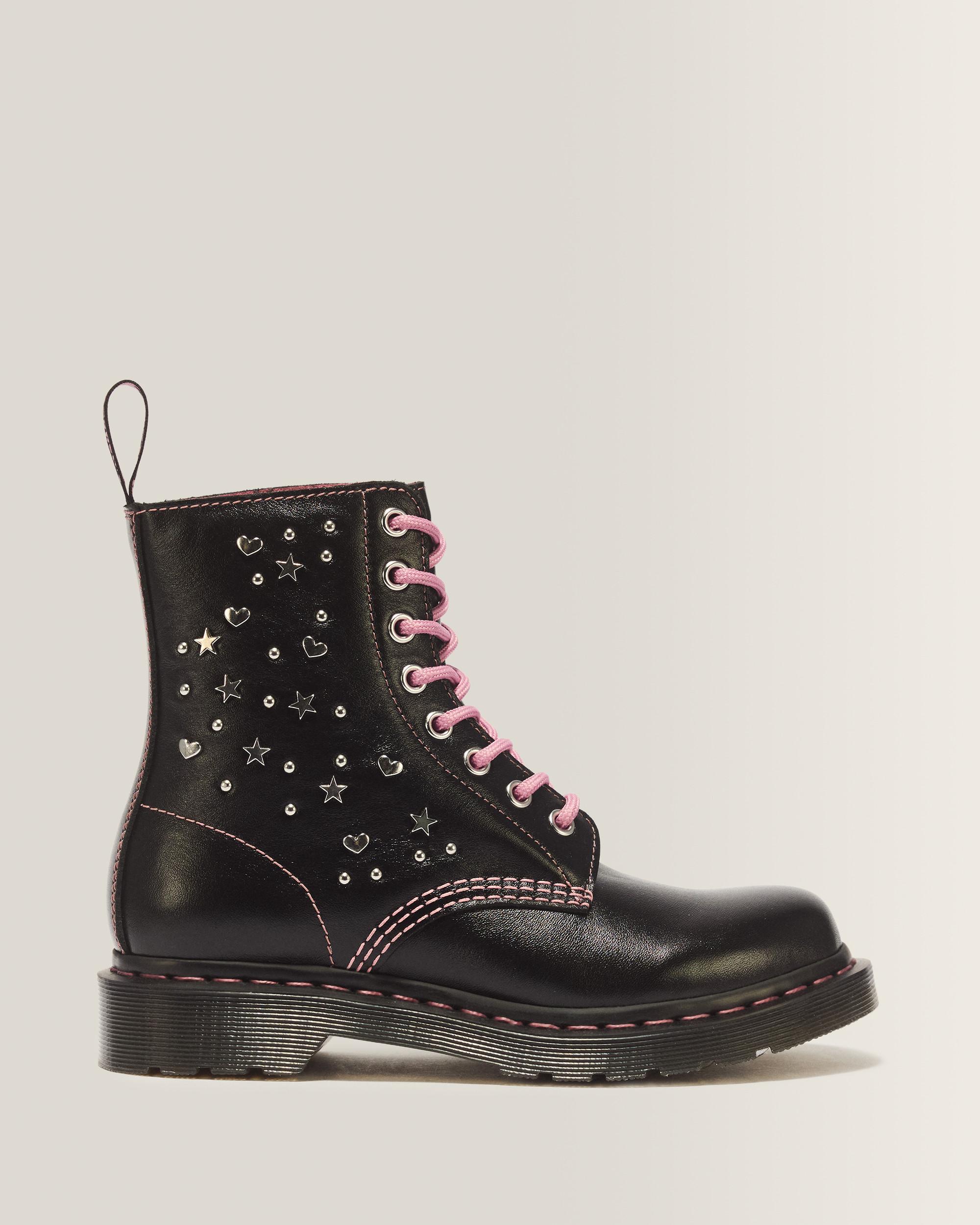 1460 Pascal Hearts & Stars Milled Gloss Leather Lace Up Boots