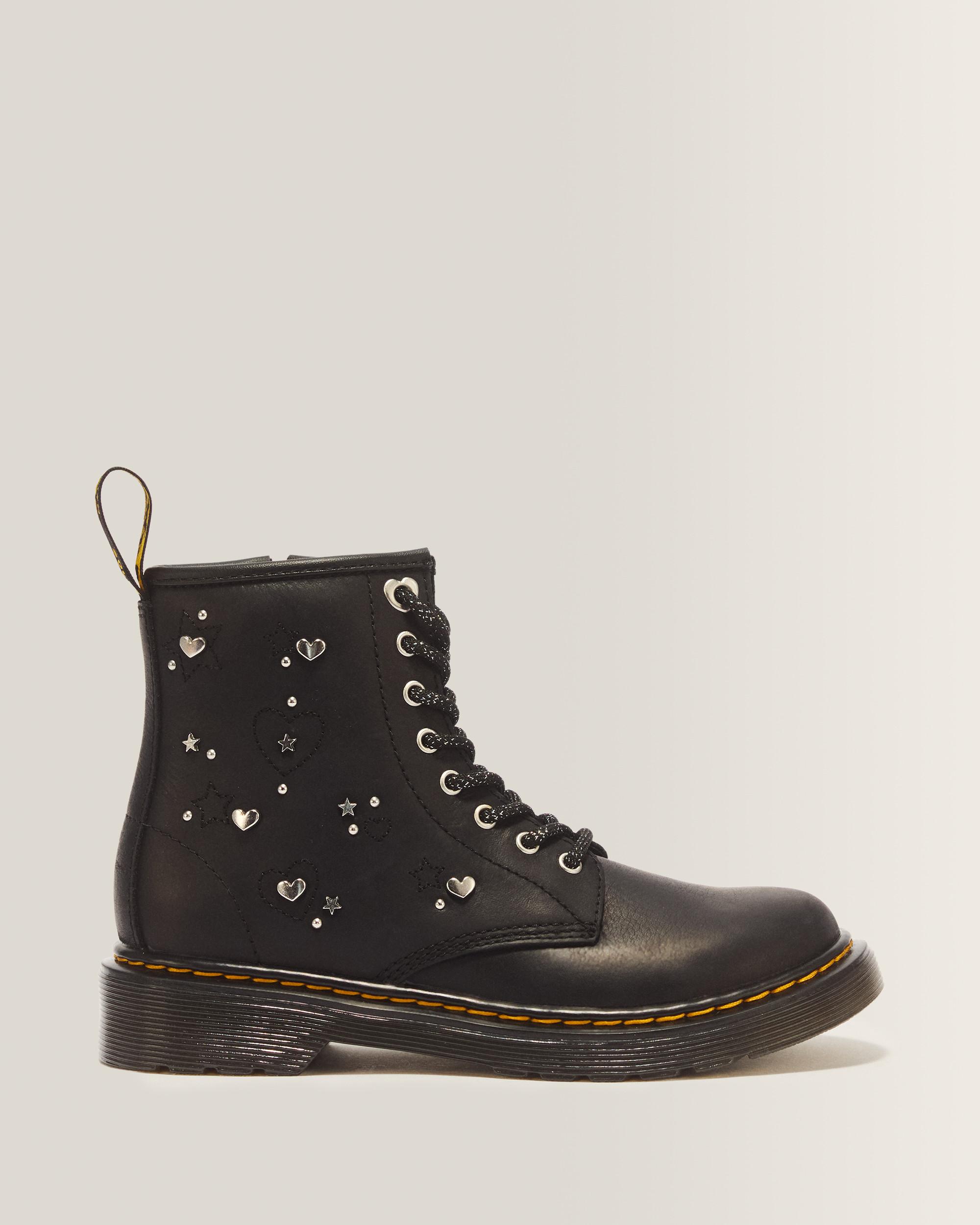 1460 HS Junior Wyoming Leather Lace Up Boots in Black