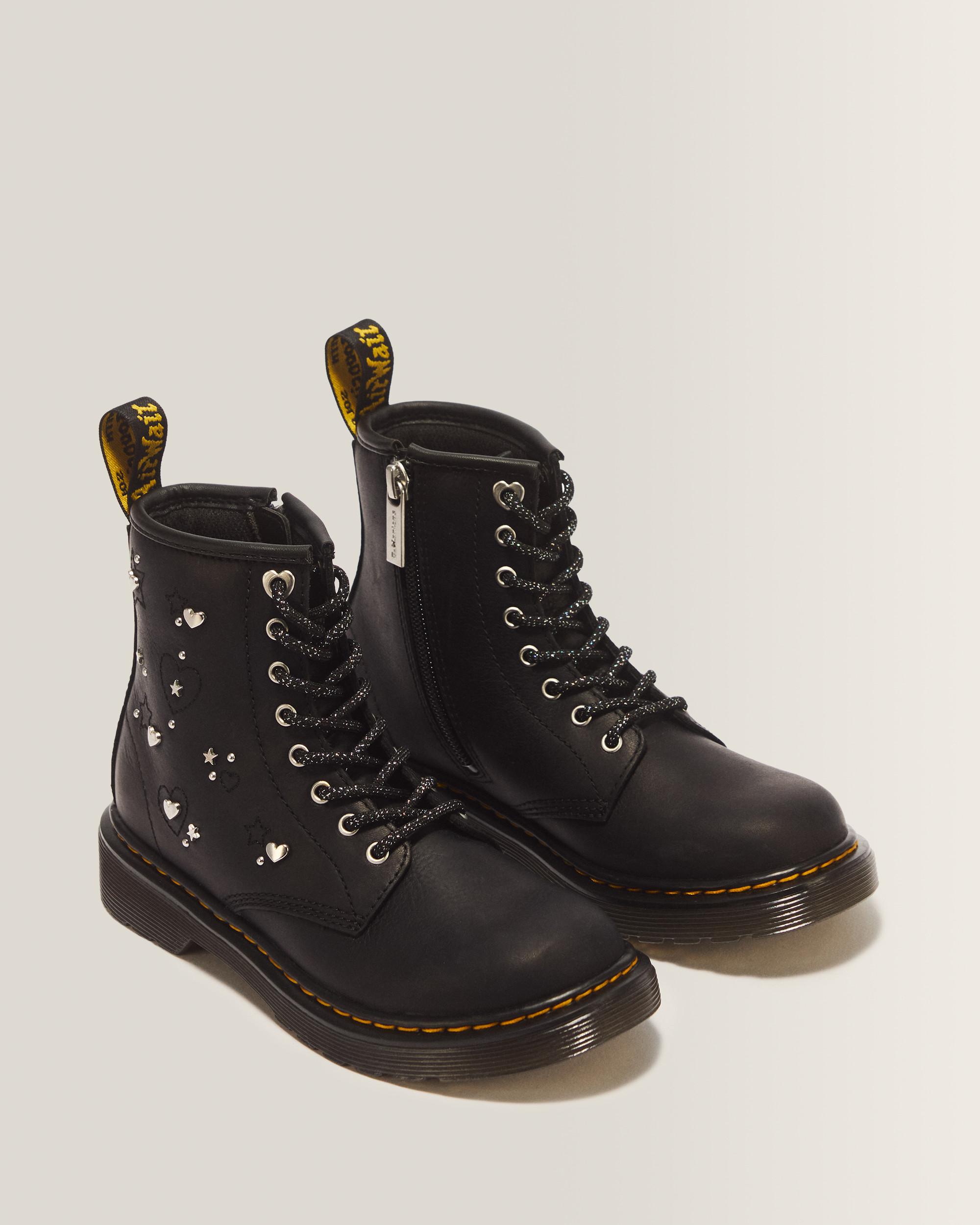 1460 HS Junior Wyoming Leather Lace Up Boots in Black