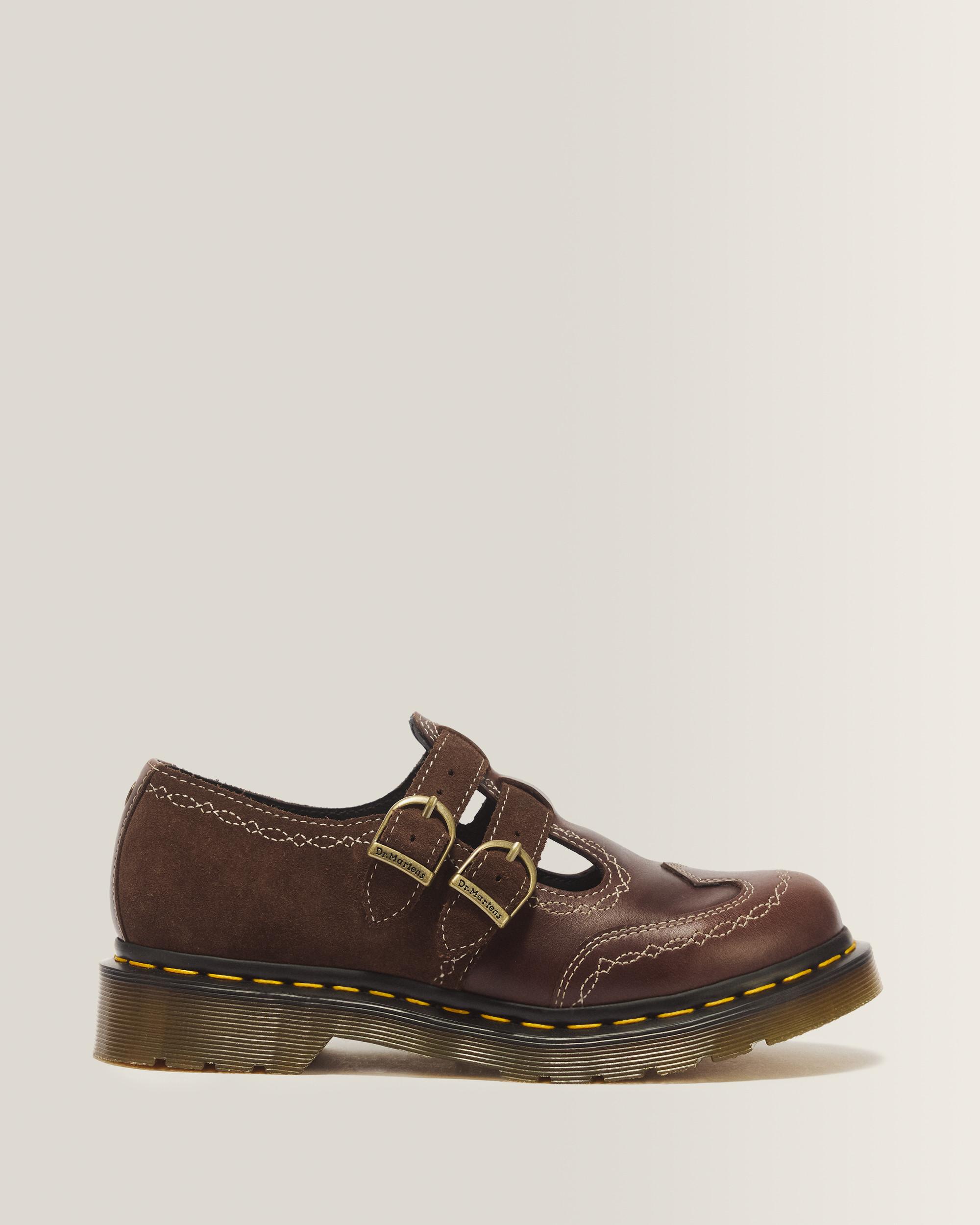 8065 Desert Rodeo Leather & Suede Mary Jane Shoes in DARK BROWN