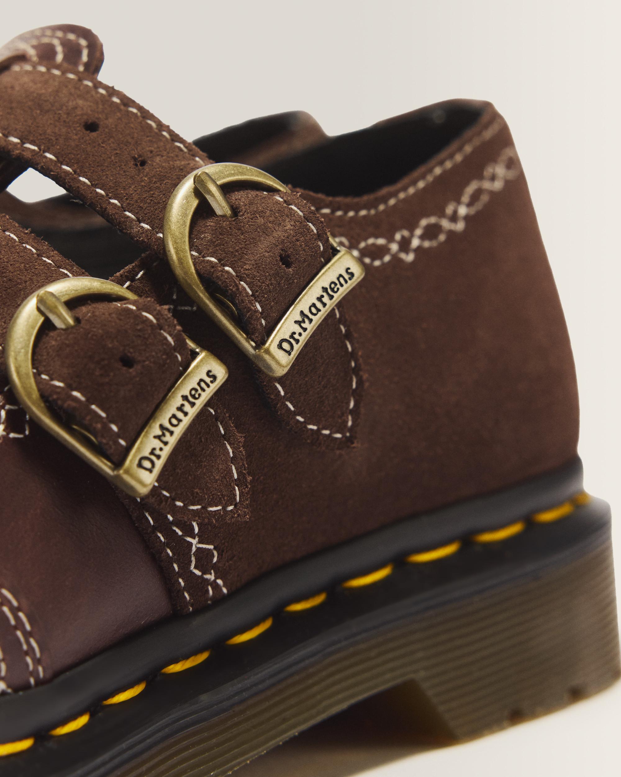 8065 Desert Rodeo Leather & Suede Mary Jane Shoes in Dark Brown