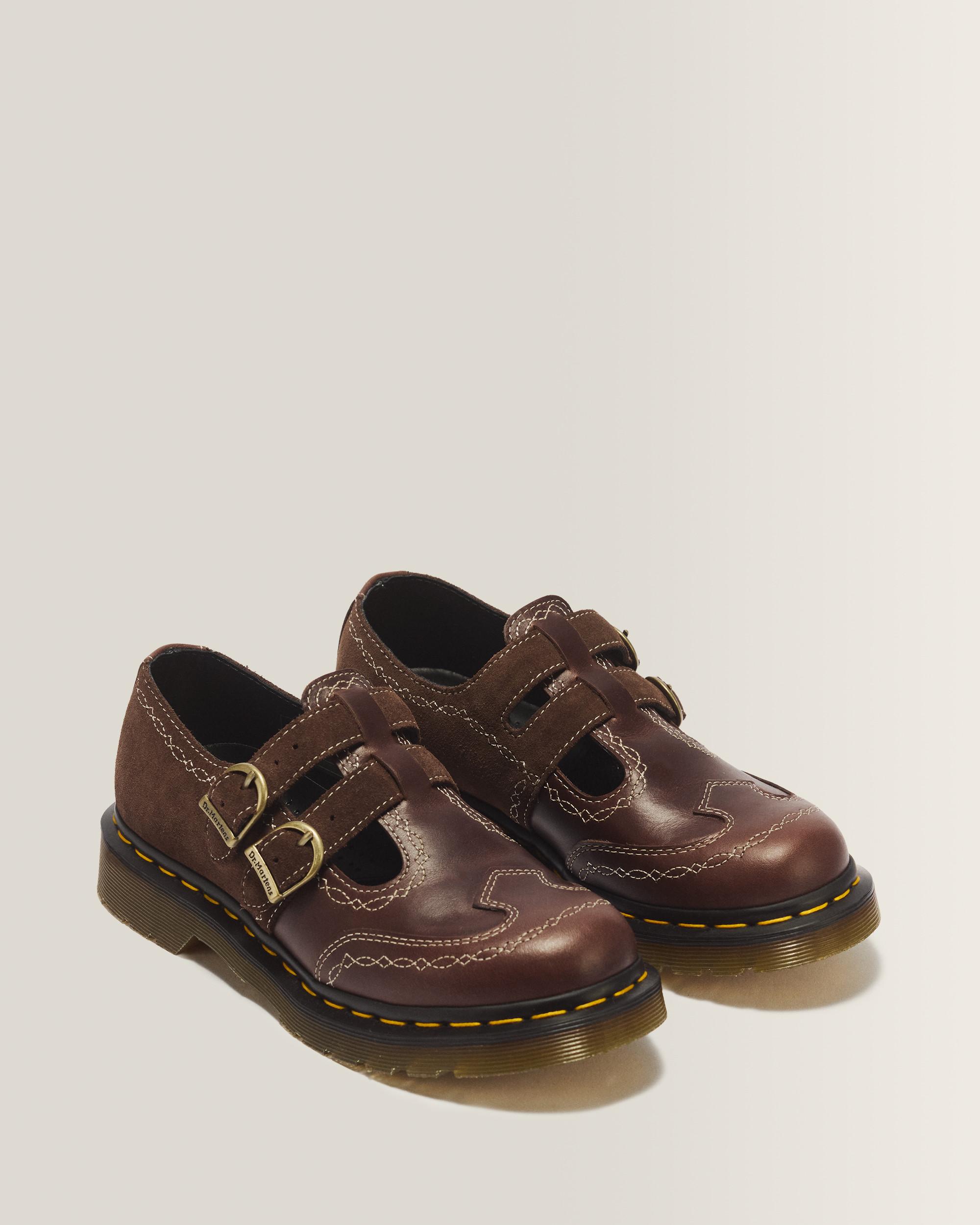 8065 Desert Rodeo Leather & Suede Mary Jane Shoes in Dark Brown