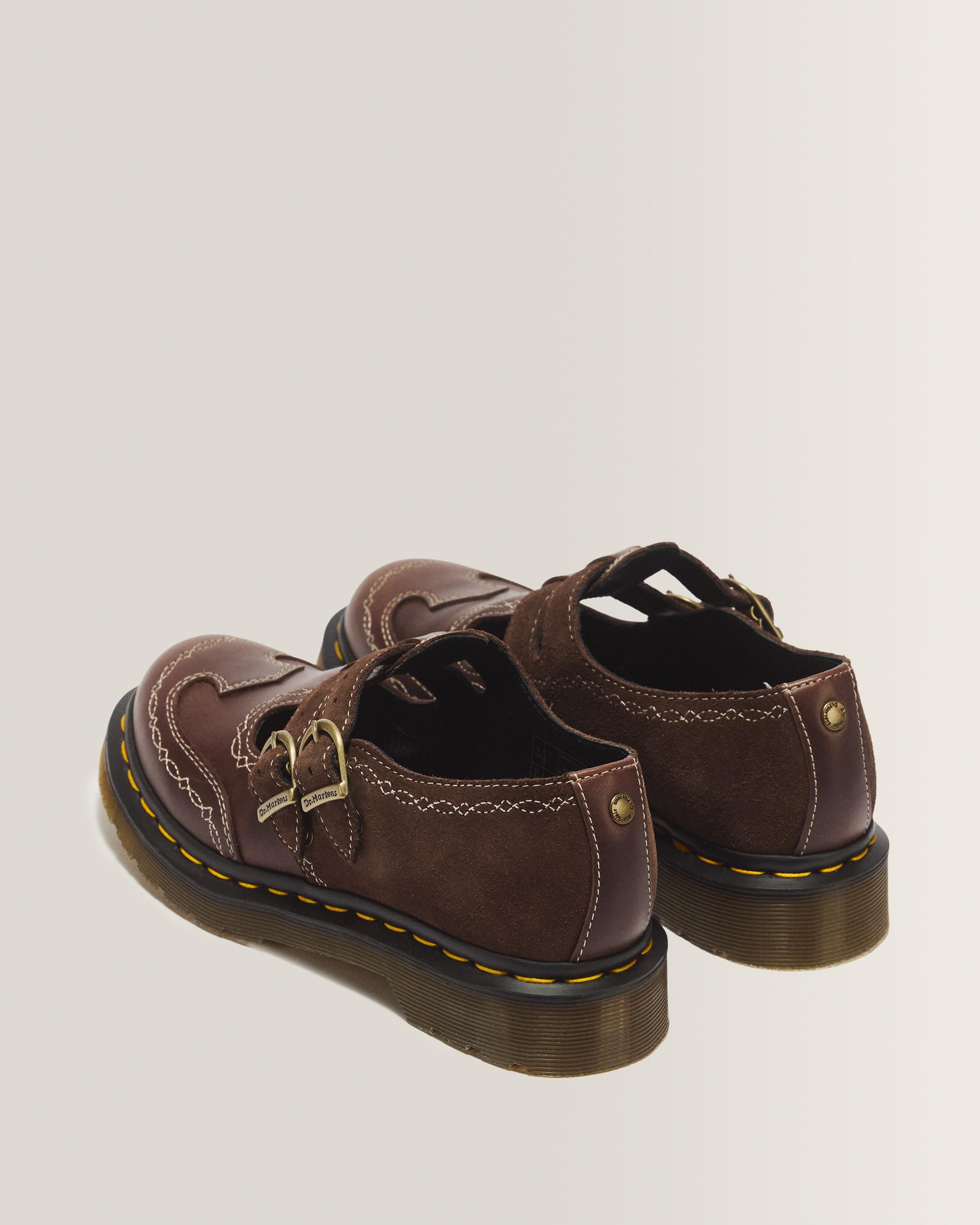 8065 Desert Rodeo Leather & Suede Mary Jane Shoes in Dark Brown