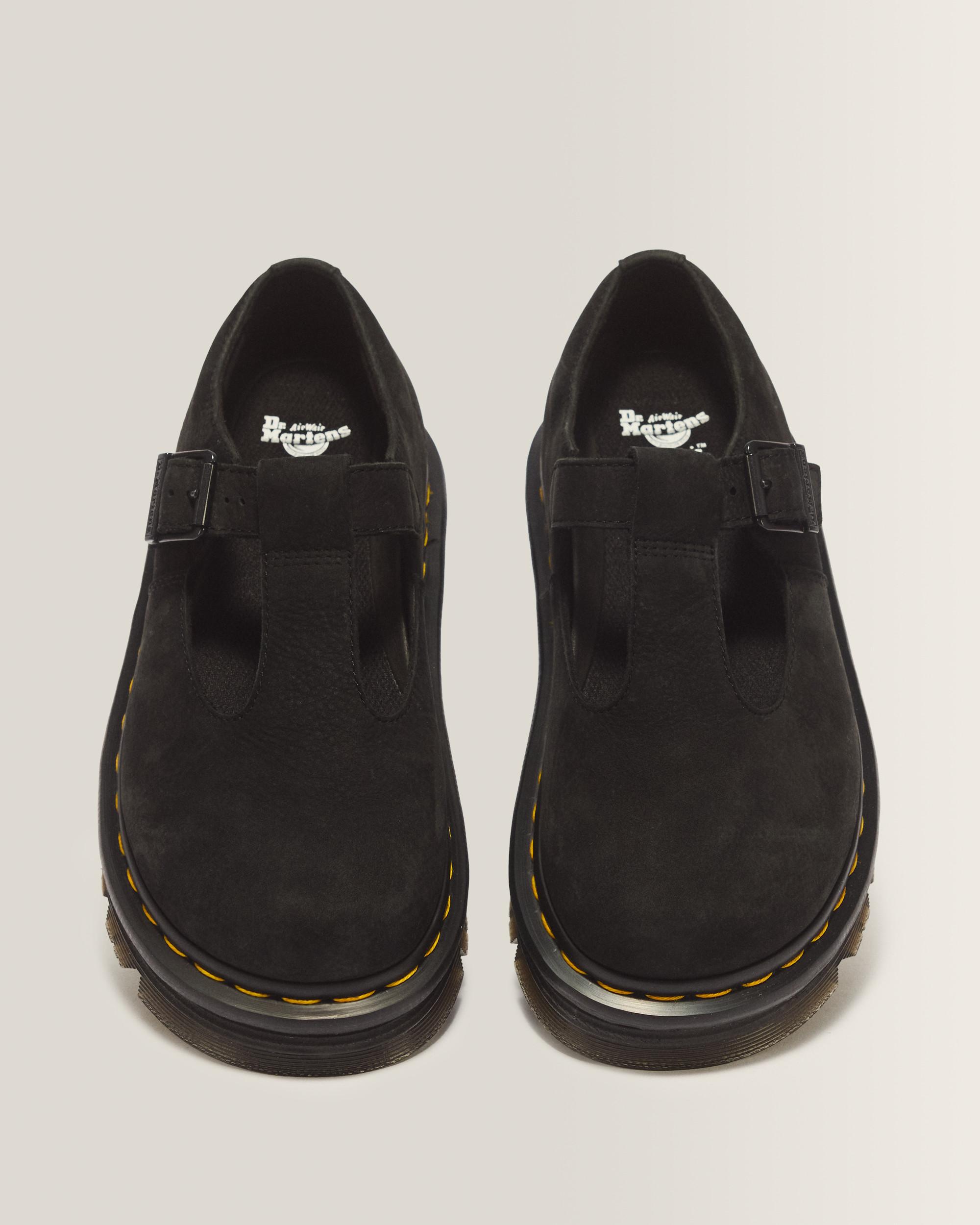Zebzag Milled Nubuck Mary Jane Shoes in Black | Dr. Martens