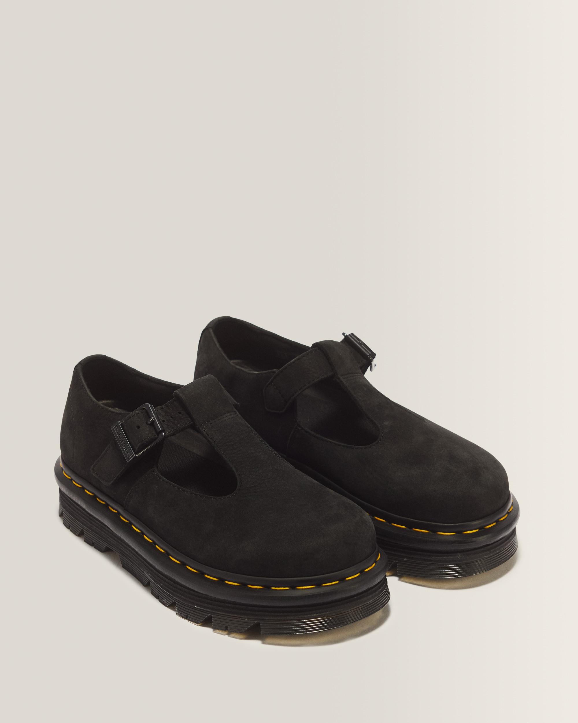 Zebzag Milled Nubuck Mary Jane Shoes in Black