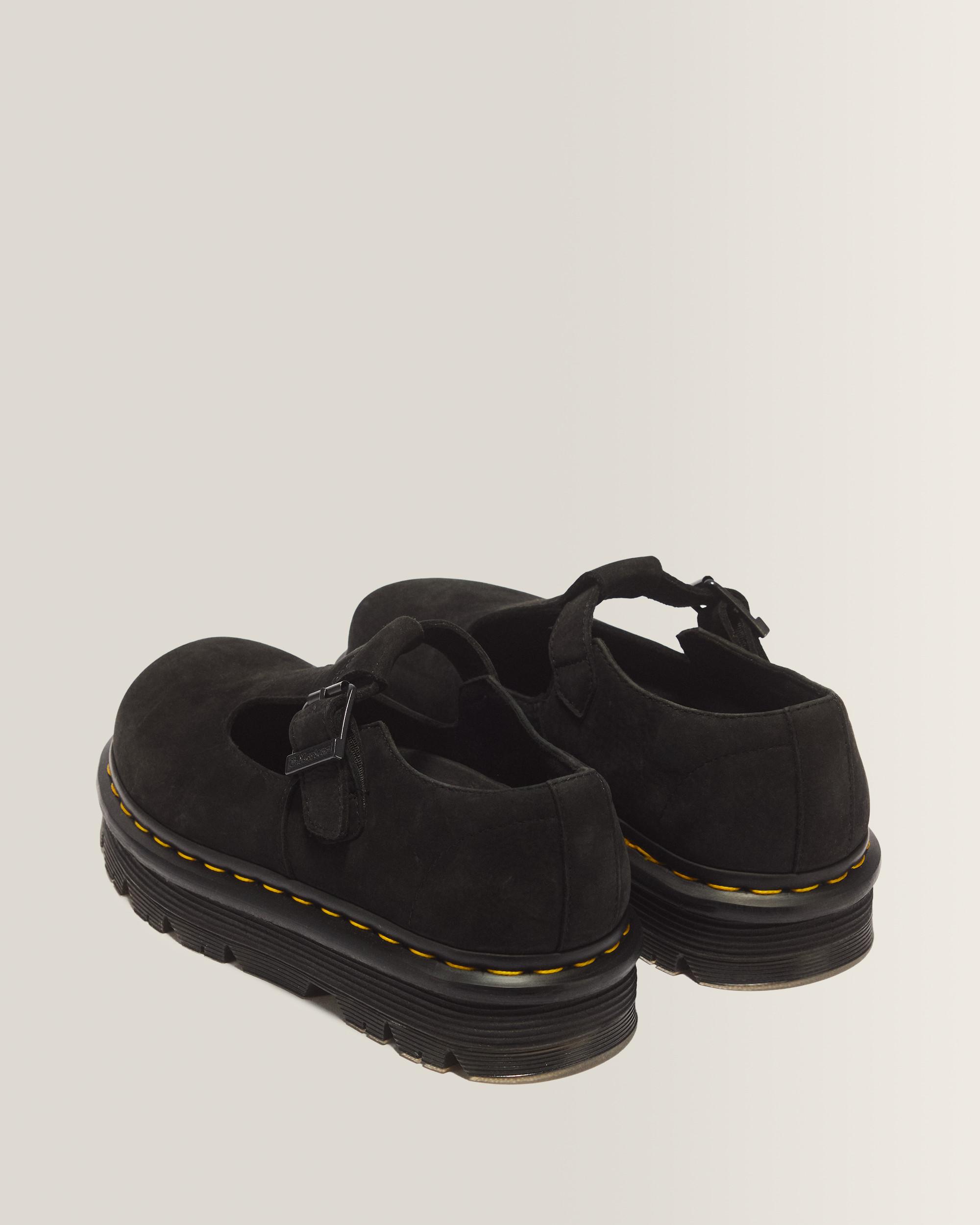 Zebzag Milled Nubuck Mary Jane Shoes in Black | Dr. Martens
