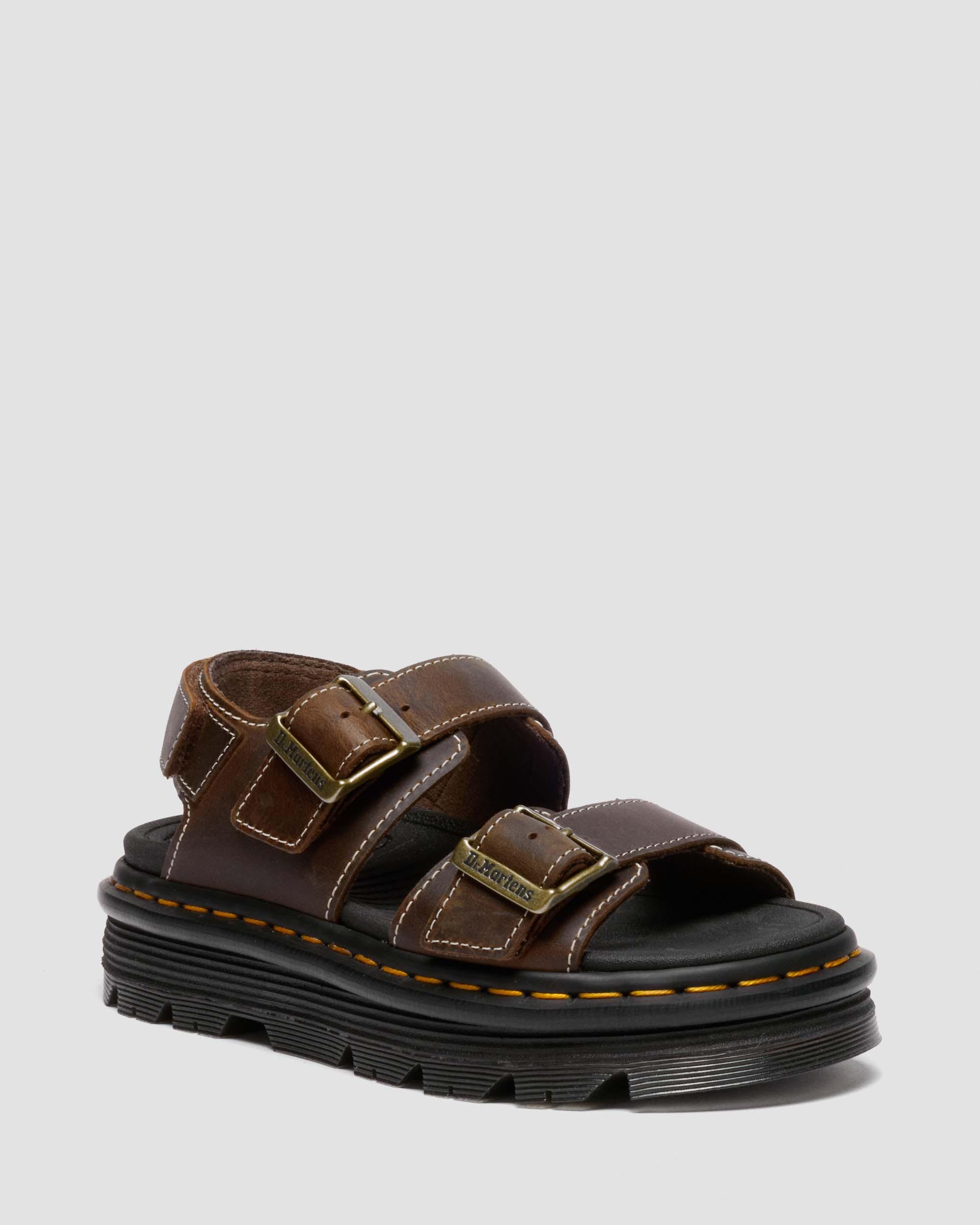 Dr. Martens Zebzag Crazy Horse Leren Sandalenen in Bruin,
