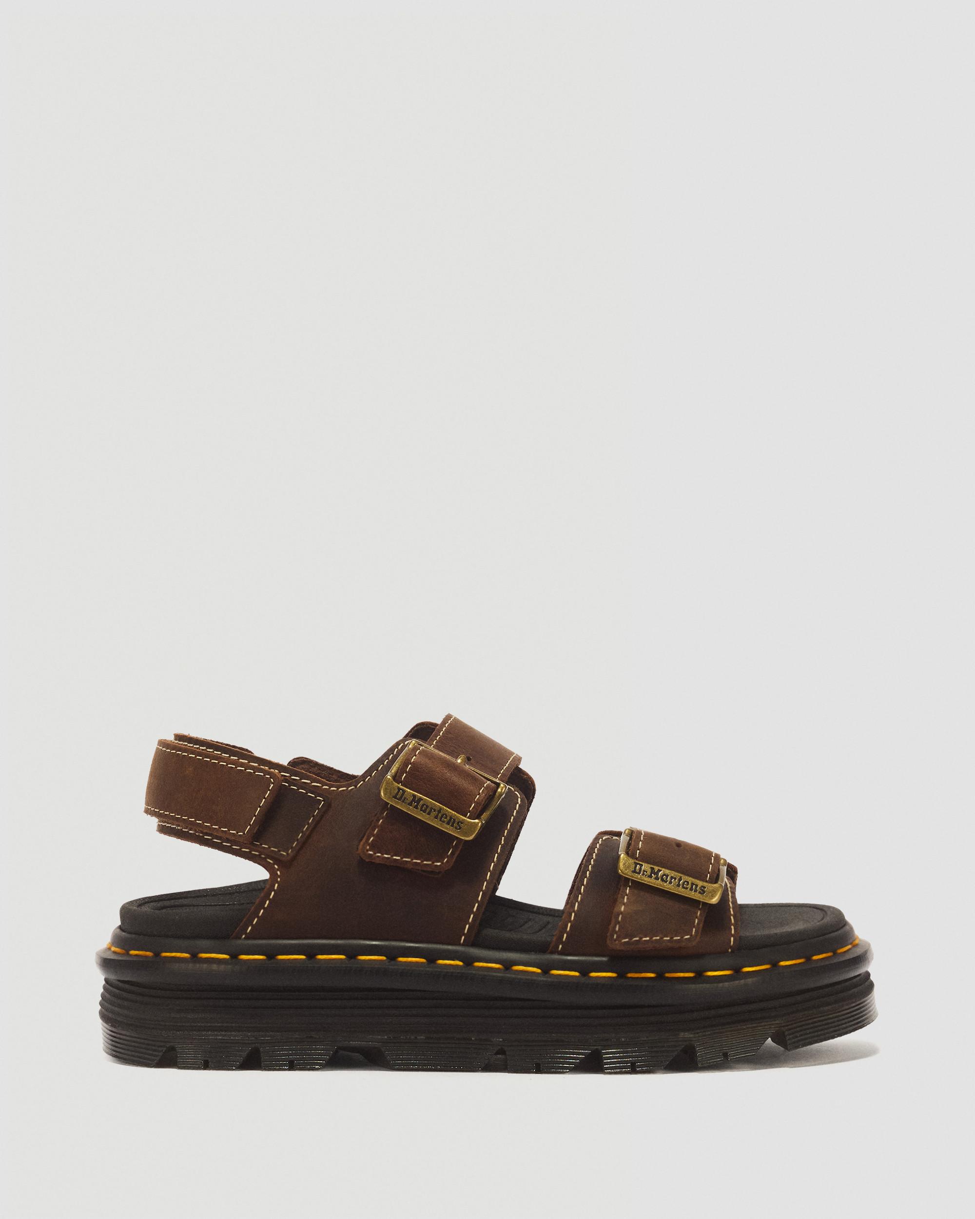 Sandalias Zebzag de piel Crazy Horse in Marrón Oscuro