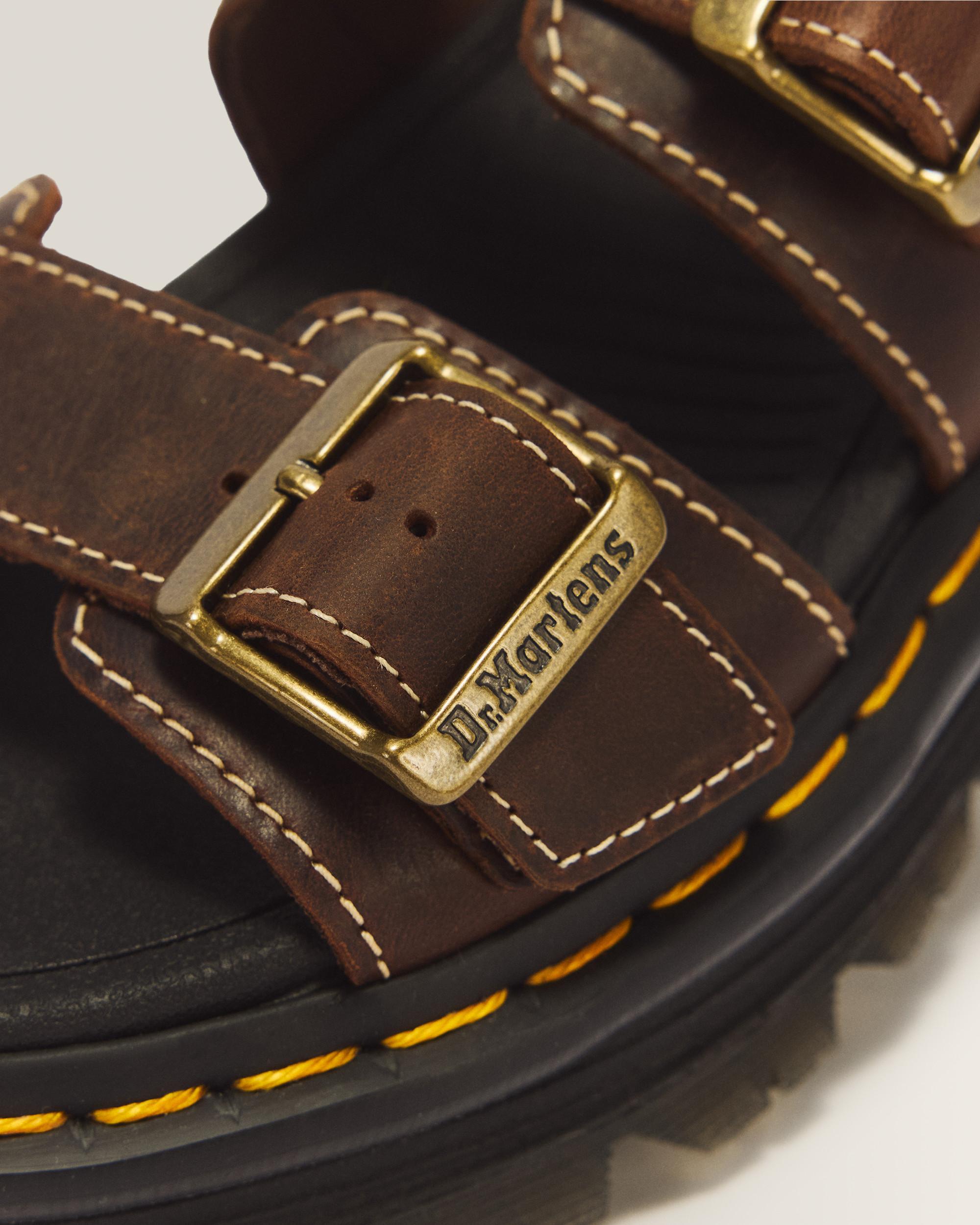 Zebzag Crazy Horse Leather Sandals in Dark Brown