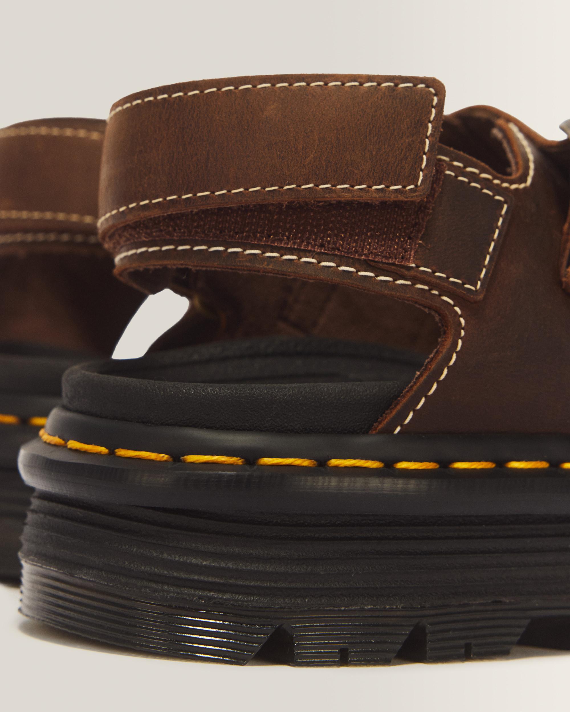 Zebzag Crazy Horse Leather Sandals in Dark Brown