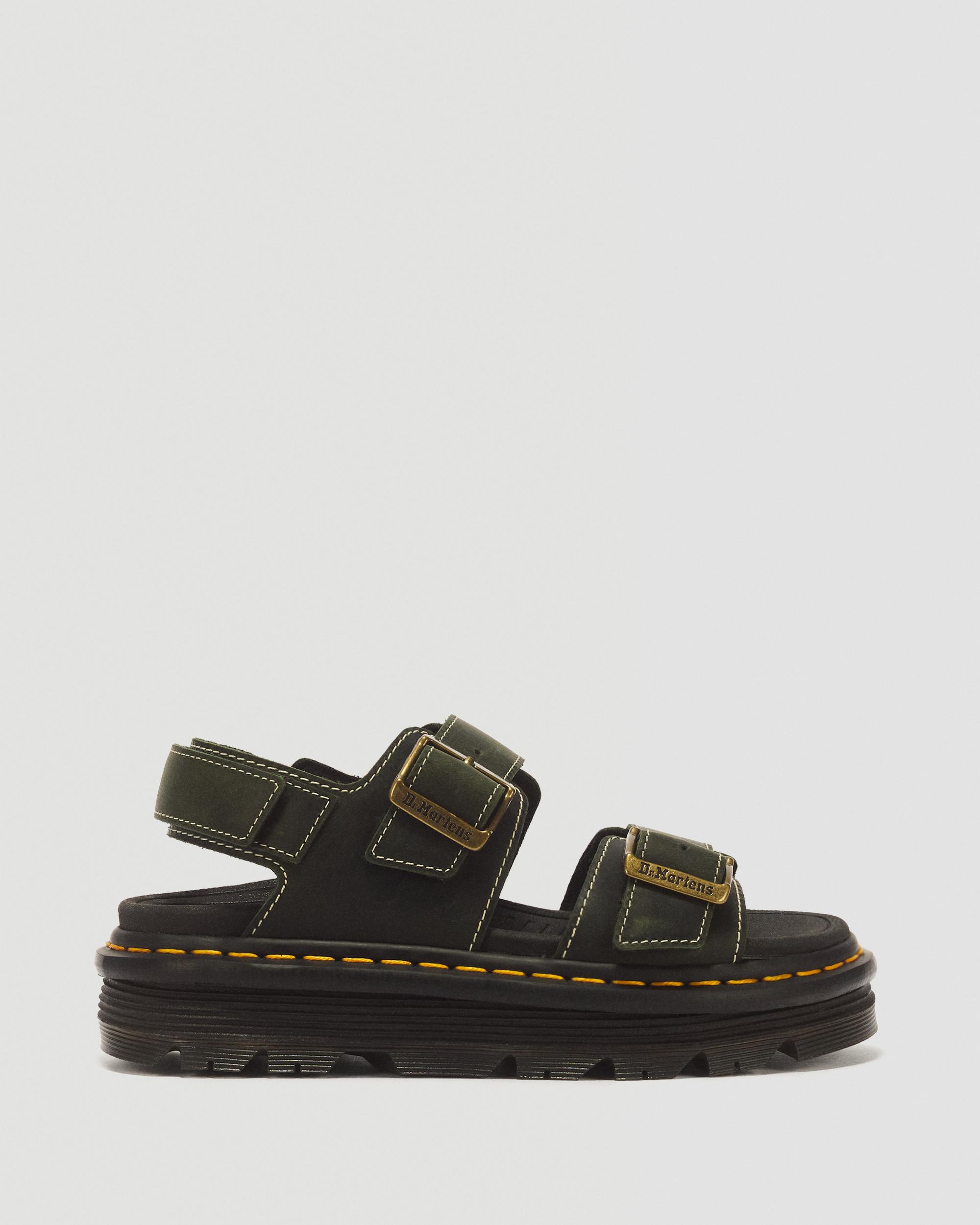 Sandalias Zebzag de piel Crazy Horse in Verde DM's