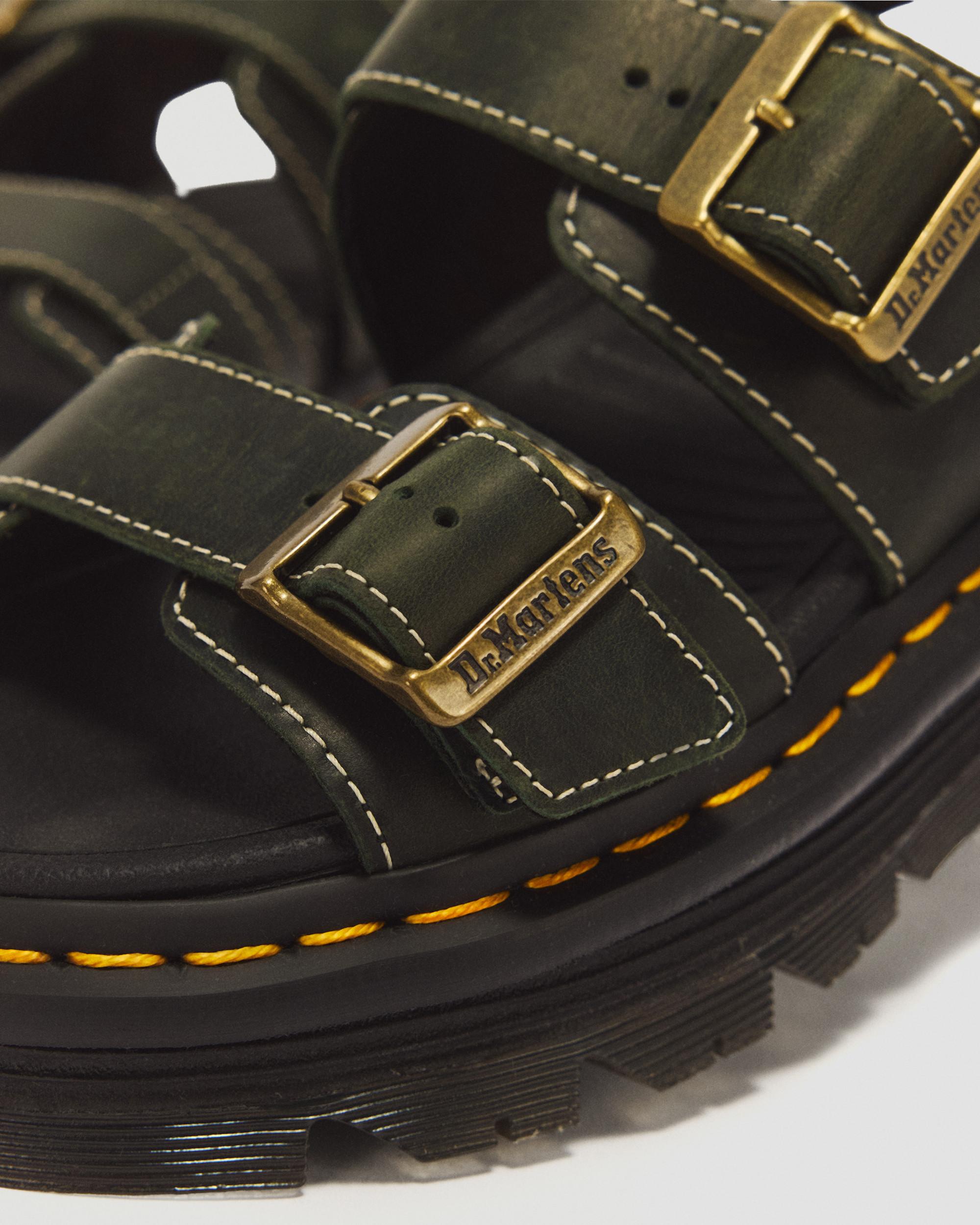 Zebzag Crazy Horse Leather Sandals in Dms Green | Dr. Martens