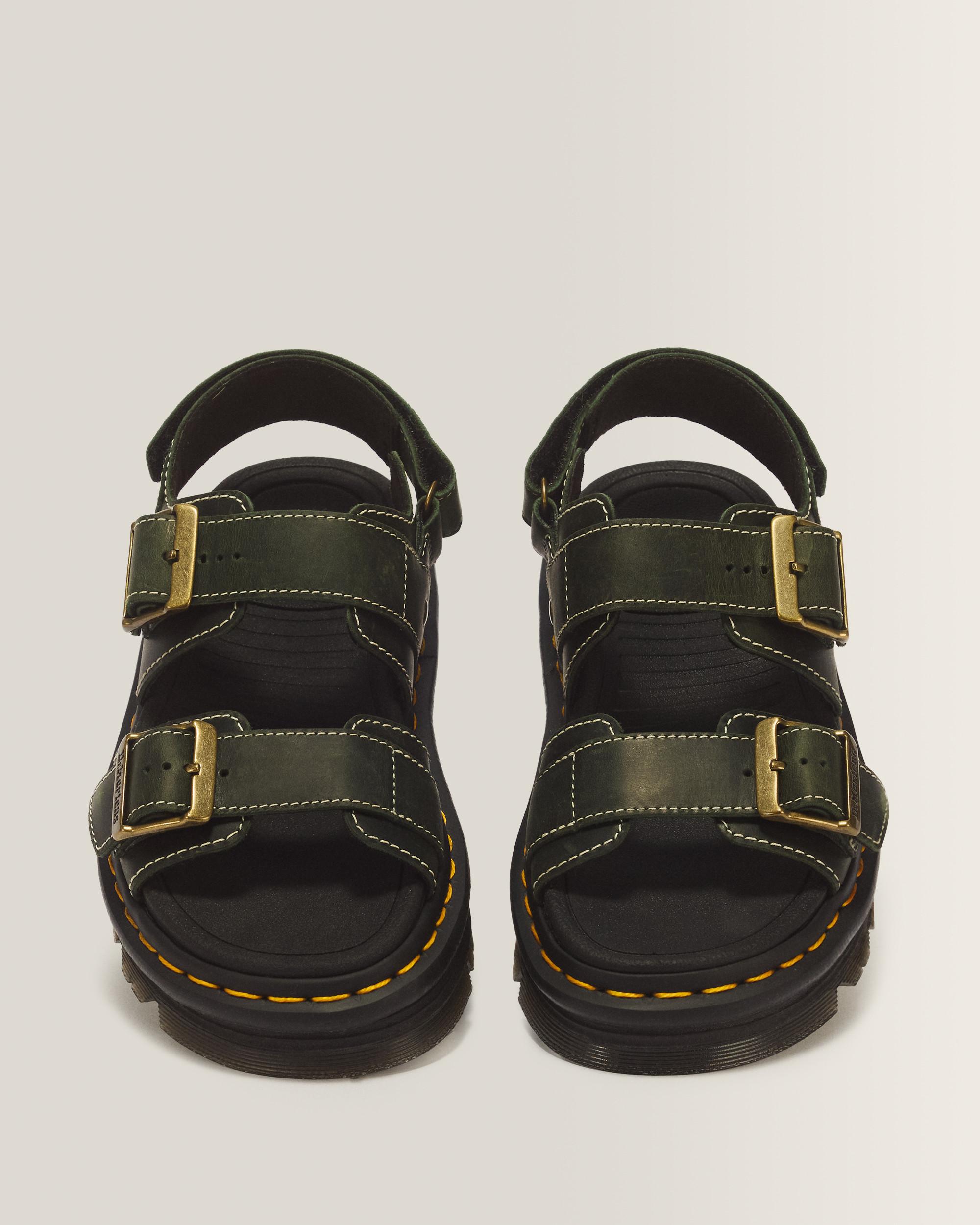 Zebzag Crazy Horse Leather Sandals in DMs Green