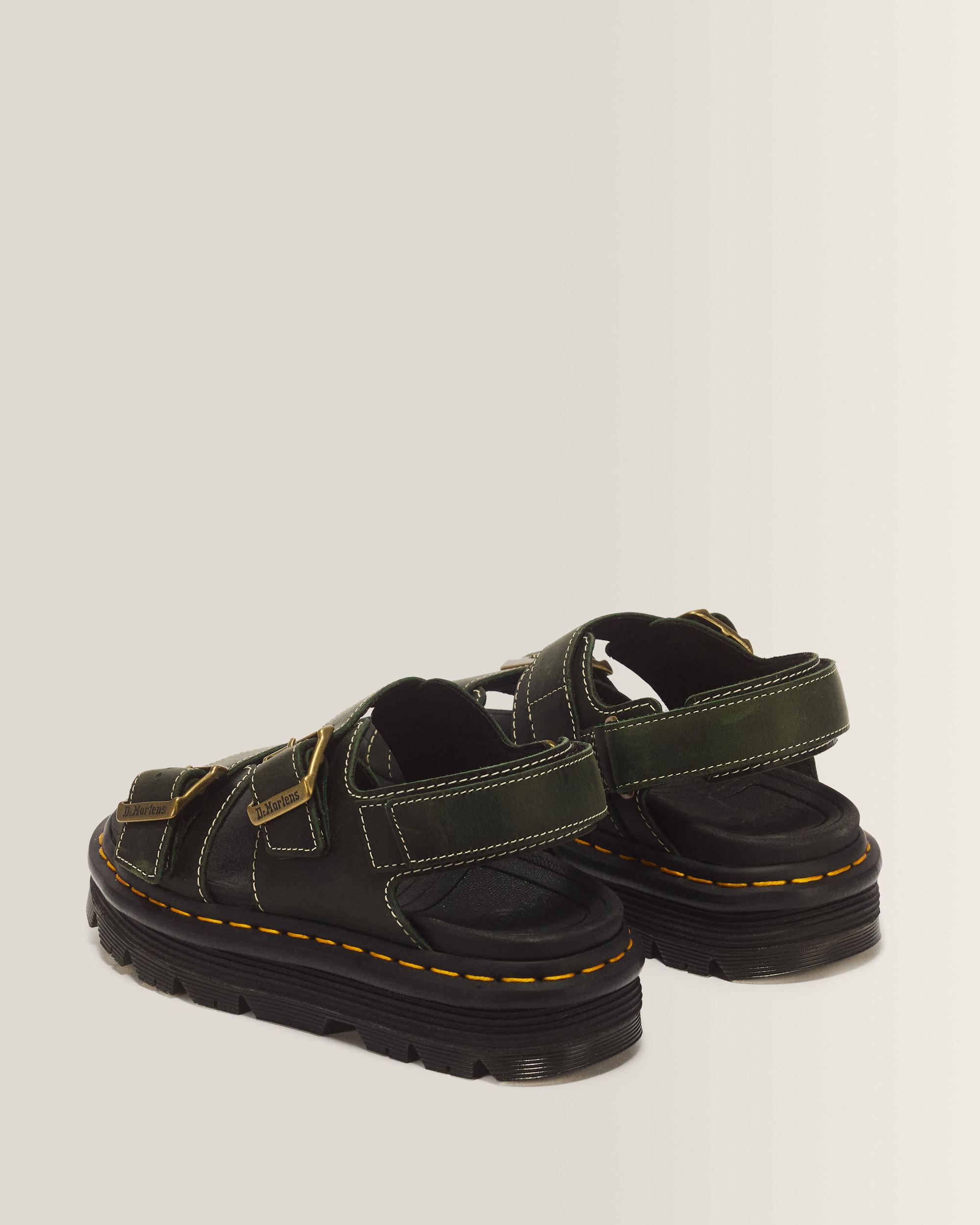 Zebzag Crazy Horse Leather Sandals in DMs Green