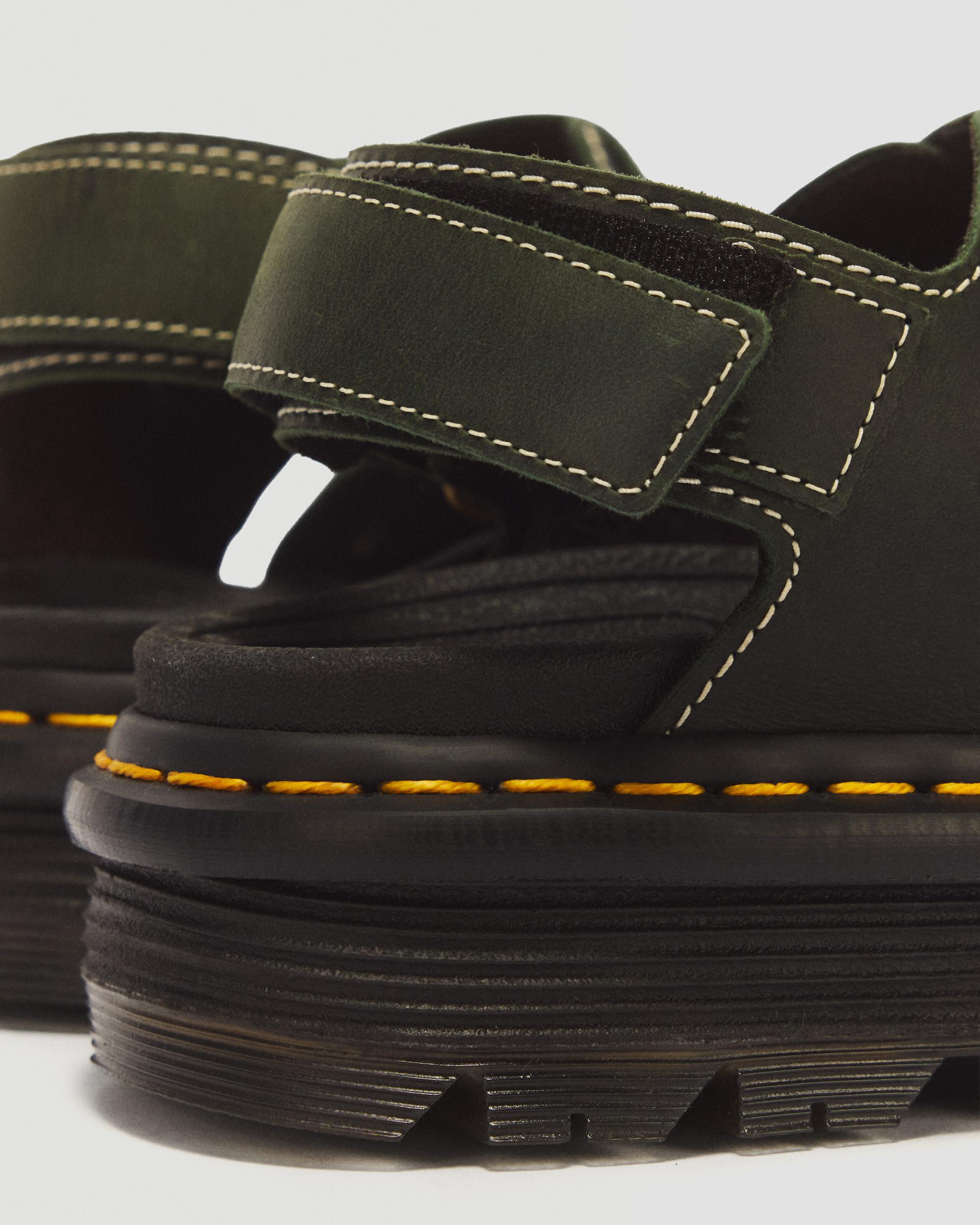 Zebzag Crazy Horse Leather Sandals in Dms Green | Dr. Martens