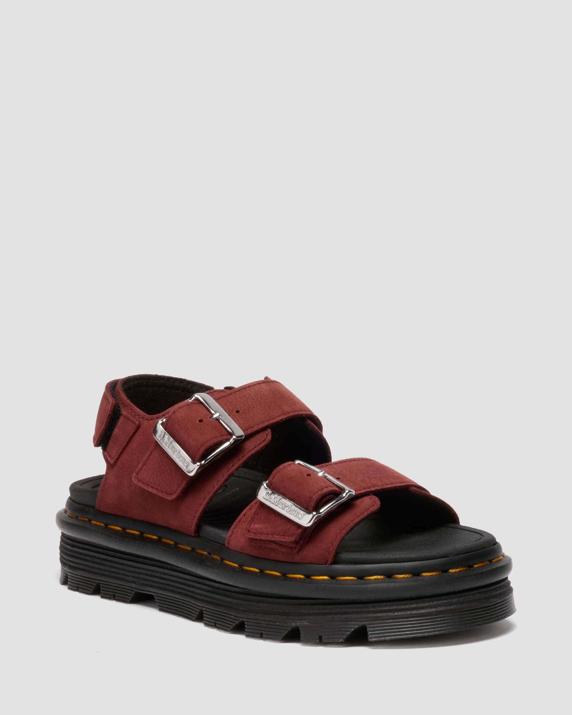 Dr. Martens Zebzag Milled Nubuck Sandalen in Rood,