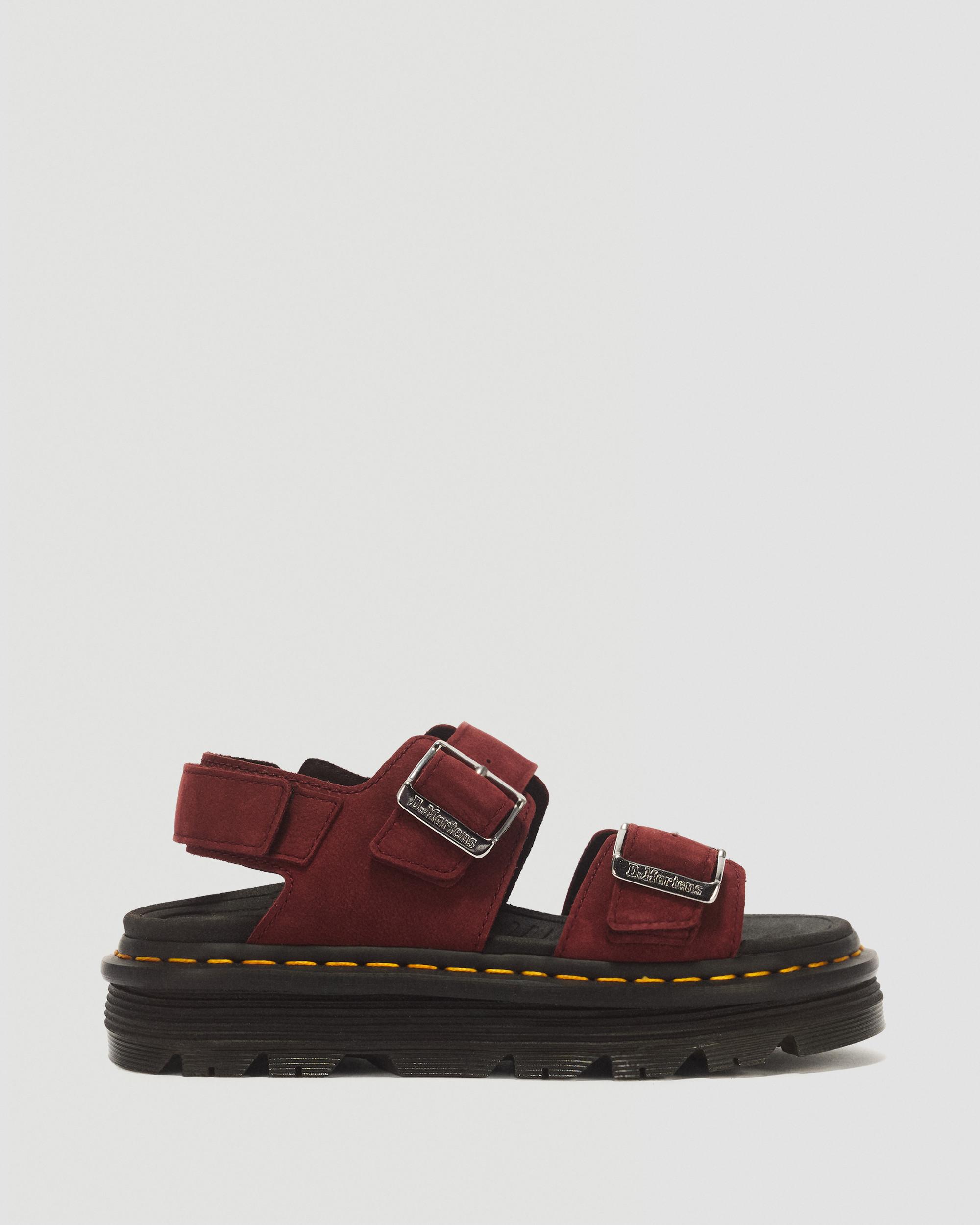 Sandalias Zebzag de piel Milled Nubuck in Rojo cereza