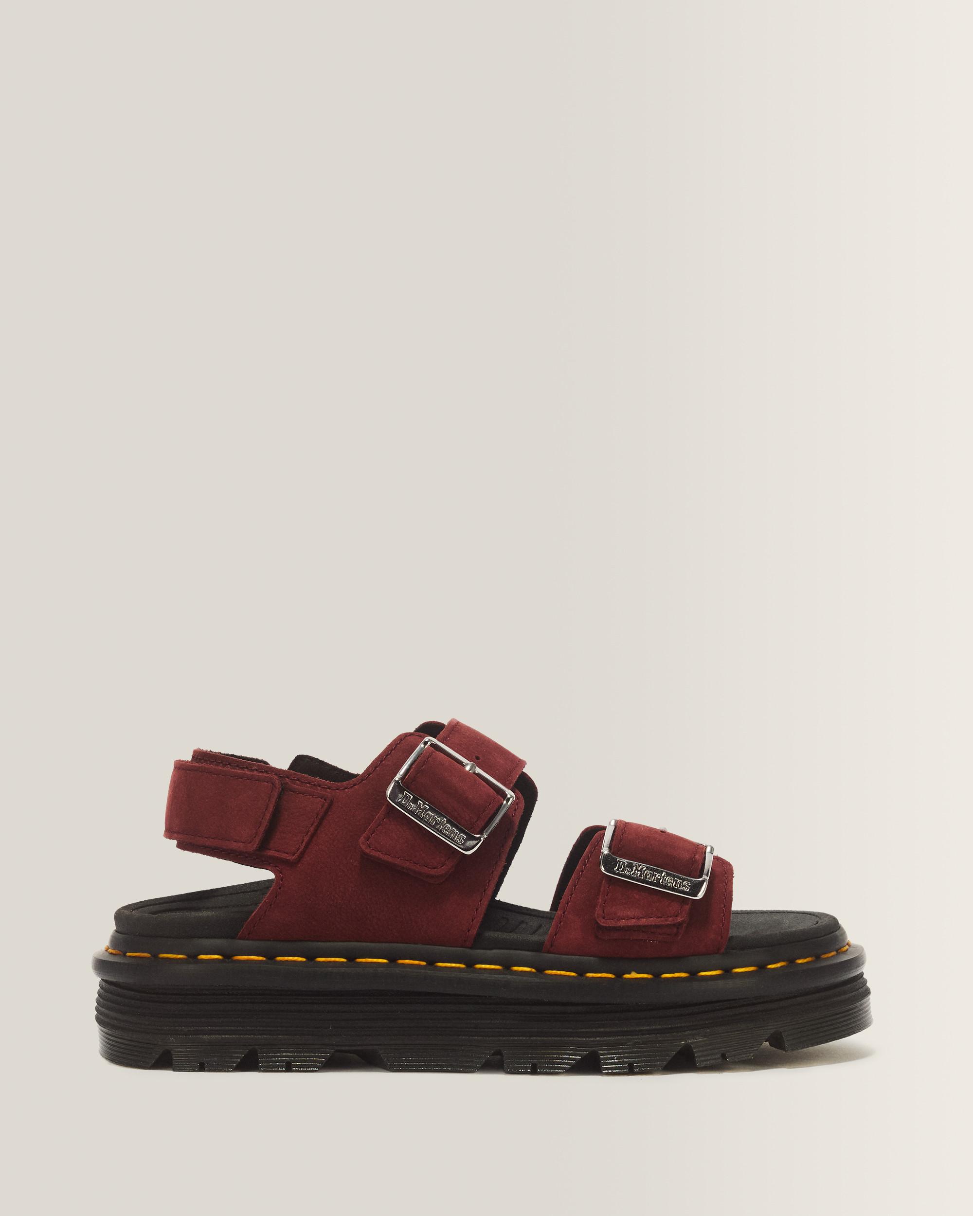 Zebzag Milled Nubuck Sandals in Cherry Red