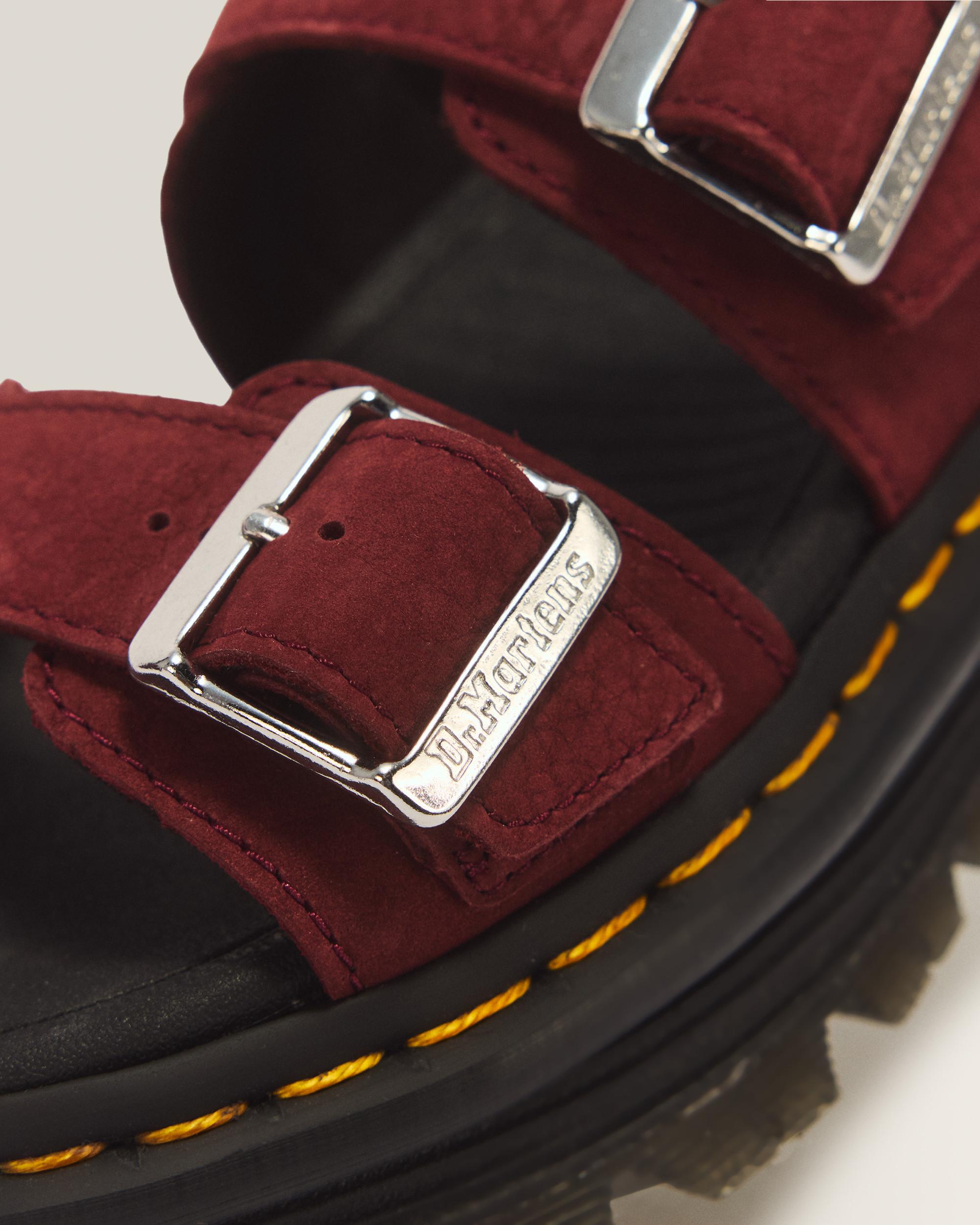 Zebzag Milled Nubuck Sandals in Cherry Red