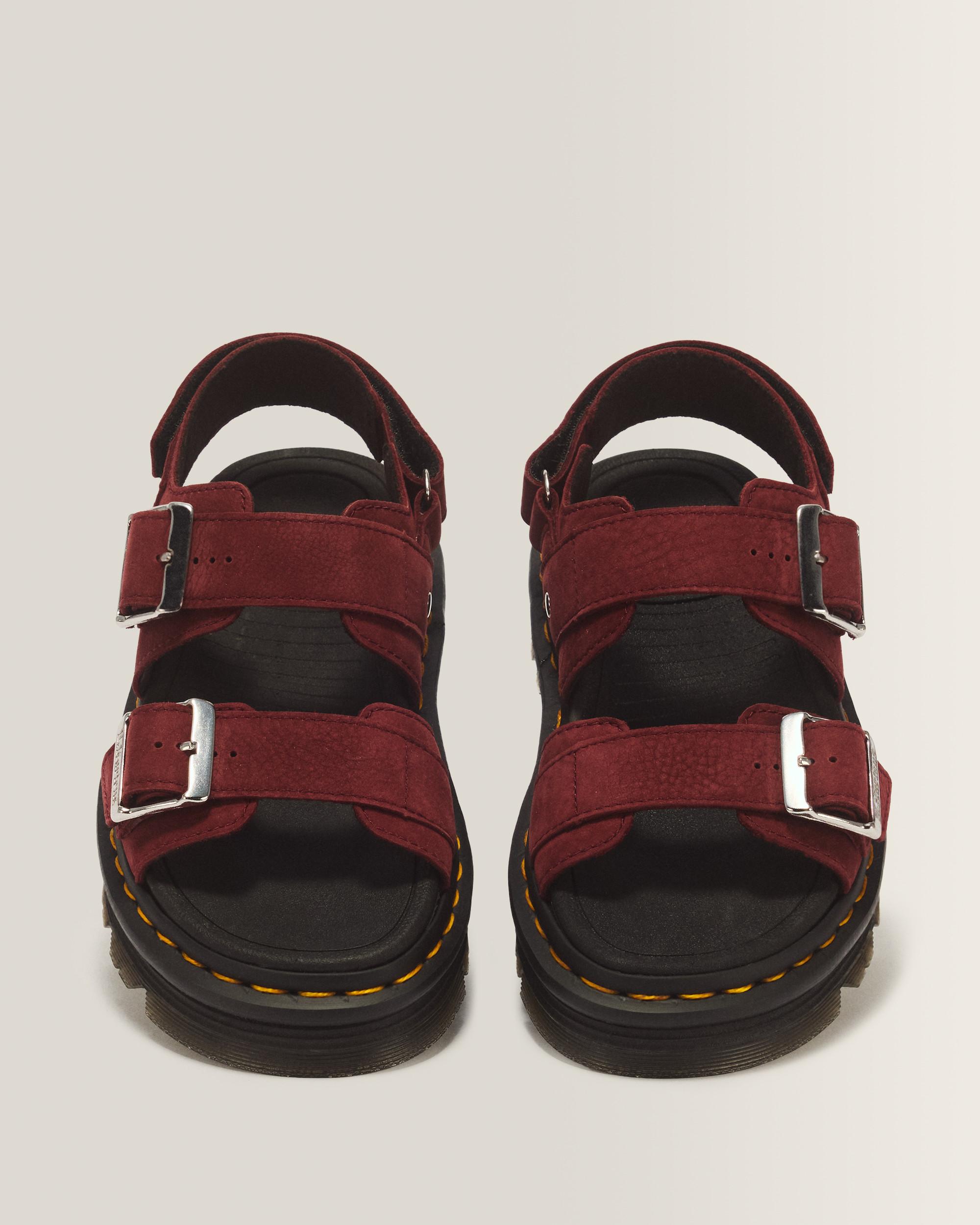 Zebzag Milled Nubuck Sandals in Cherry Red