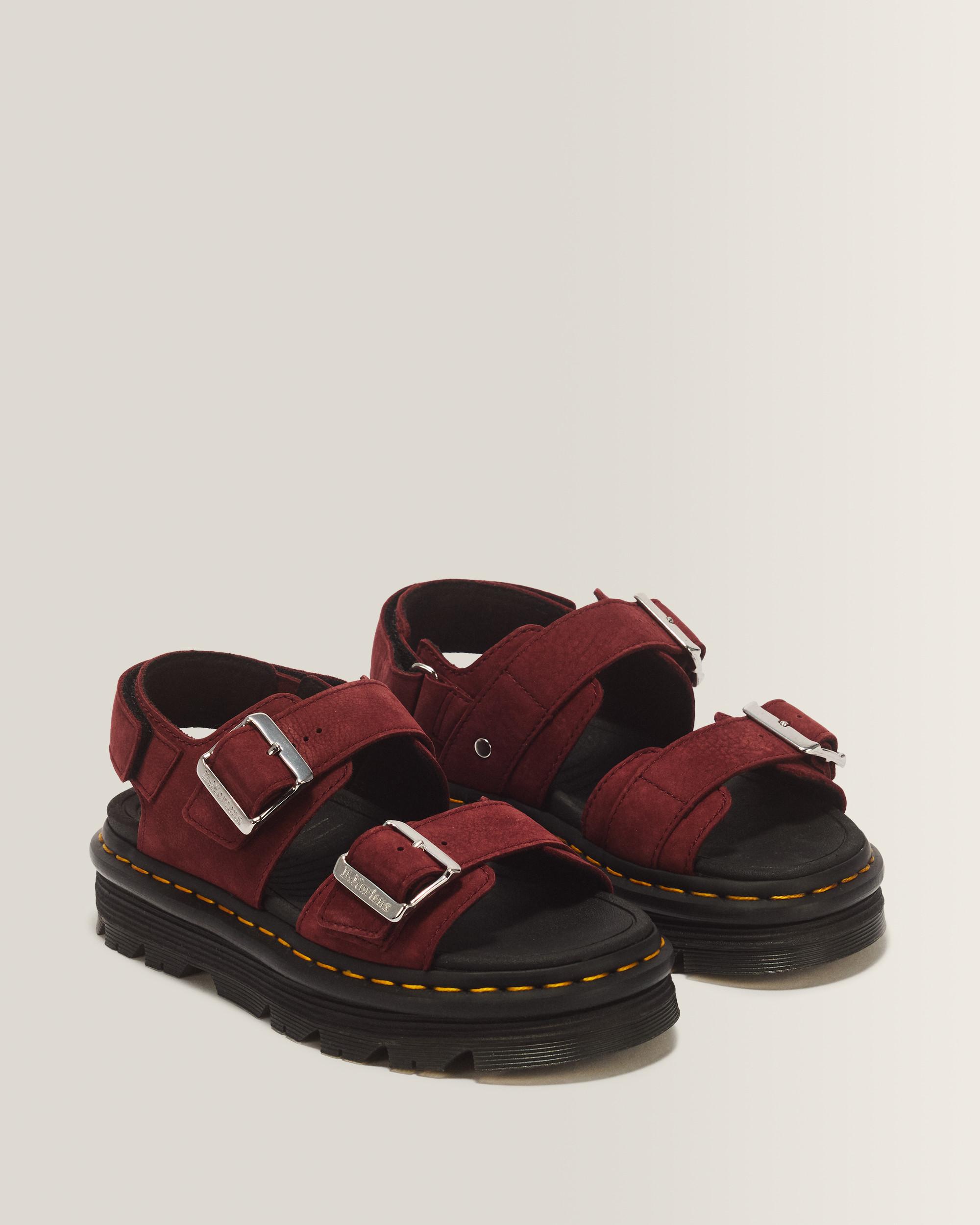 Zebzag Milled Nubuck Sandals in Cherry Red