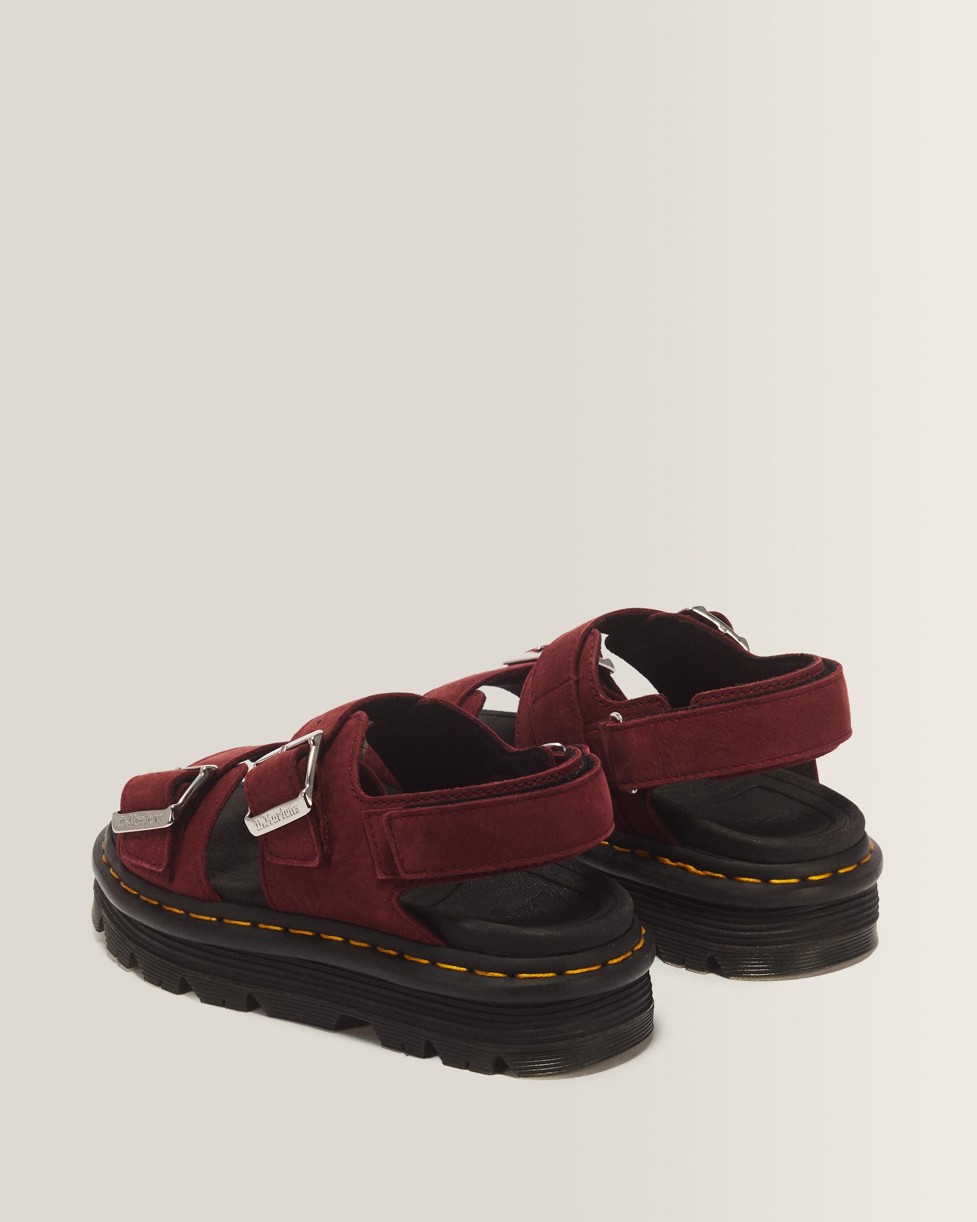Zebzag Milled Nubuck Sandals in Cherry Red
