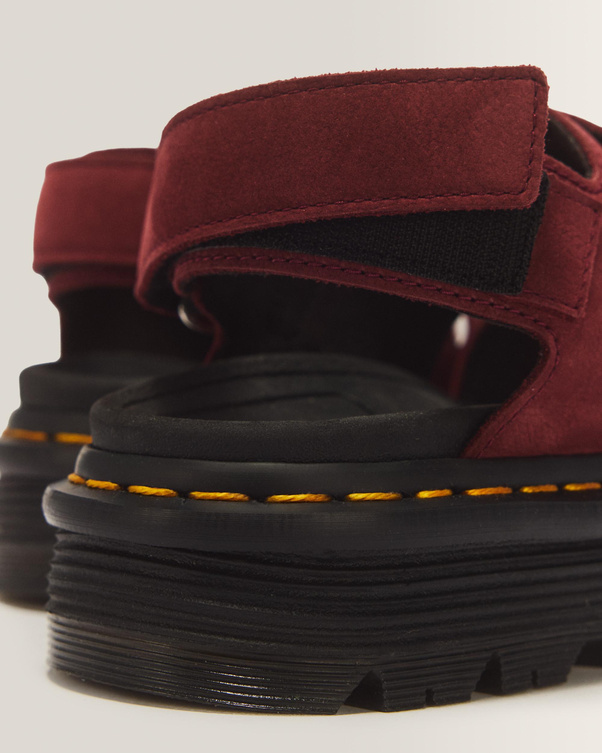 Zebzag Milled Nubuck Sandals in Cherry Red