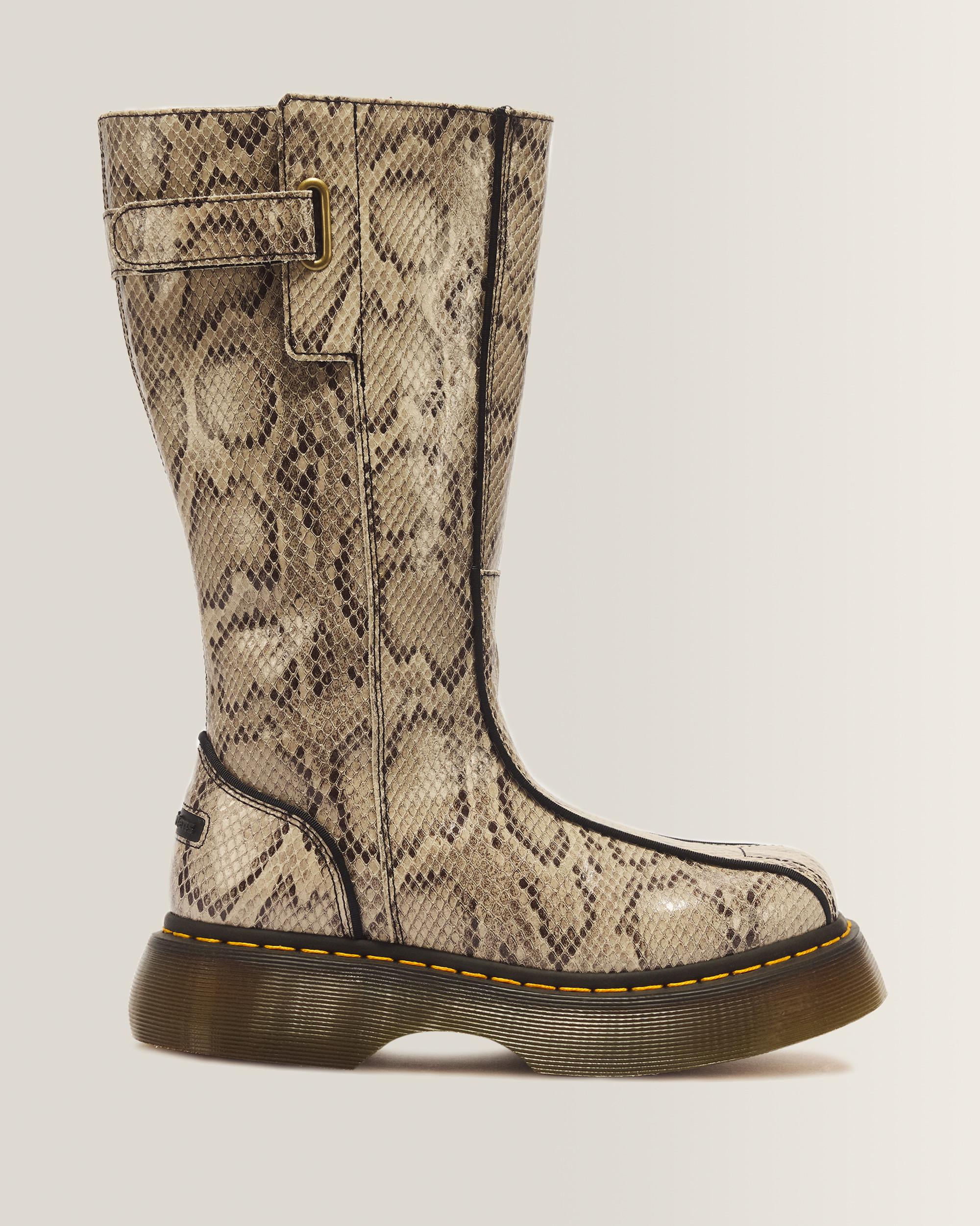 Dr. Martens Buzz Hi Leren Laarzen Met Slangenprint En Rits in Crème, Grootte: 40